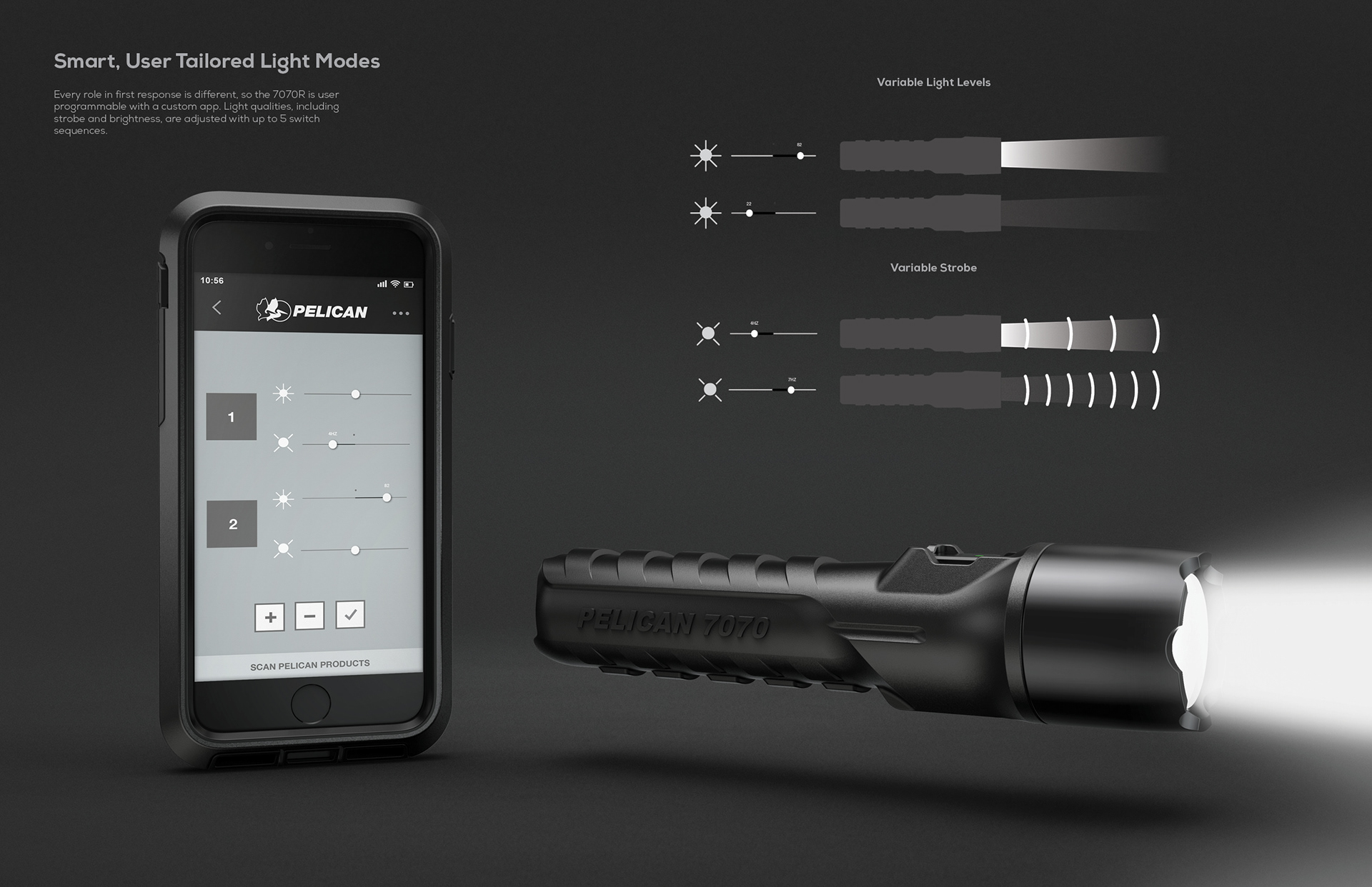 Pelican 7070R，Wireless flashlight，black，intelligence，