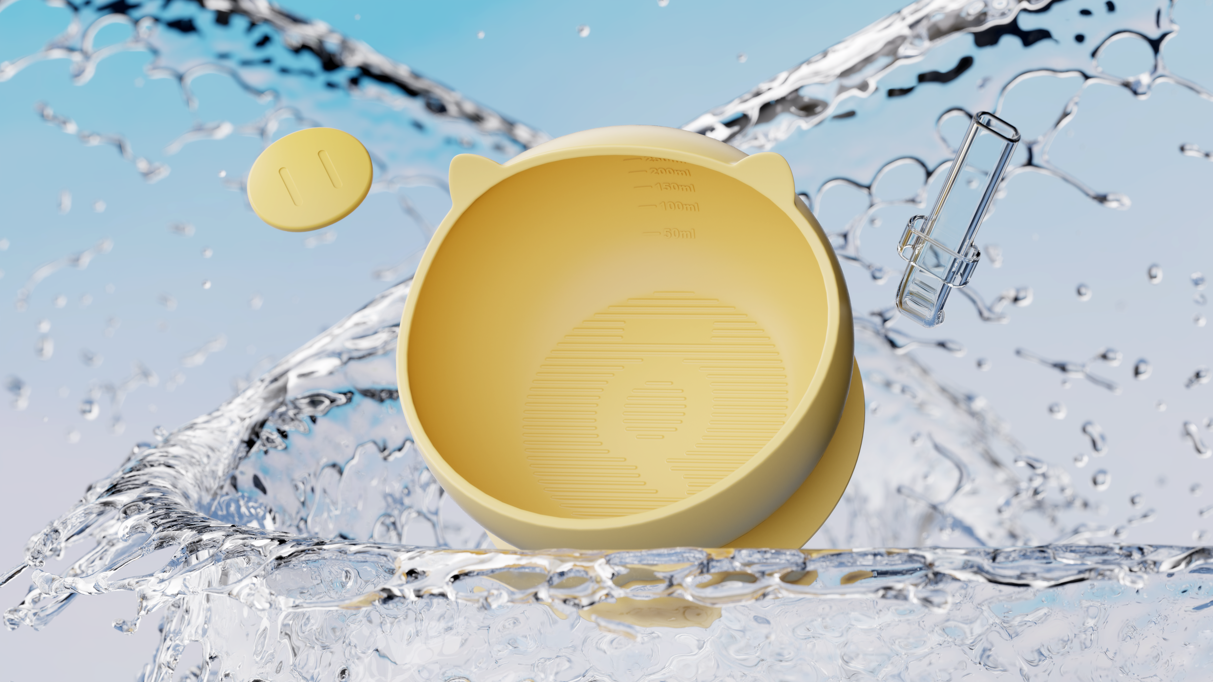 industrial design，product design，Children tableware，Silicone bowl，Auxiliary food bowl，Super cute pig modeling，