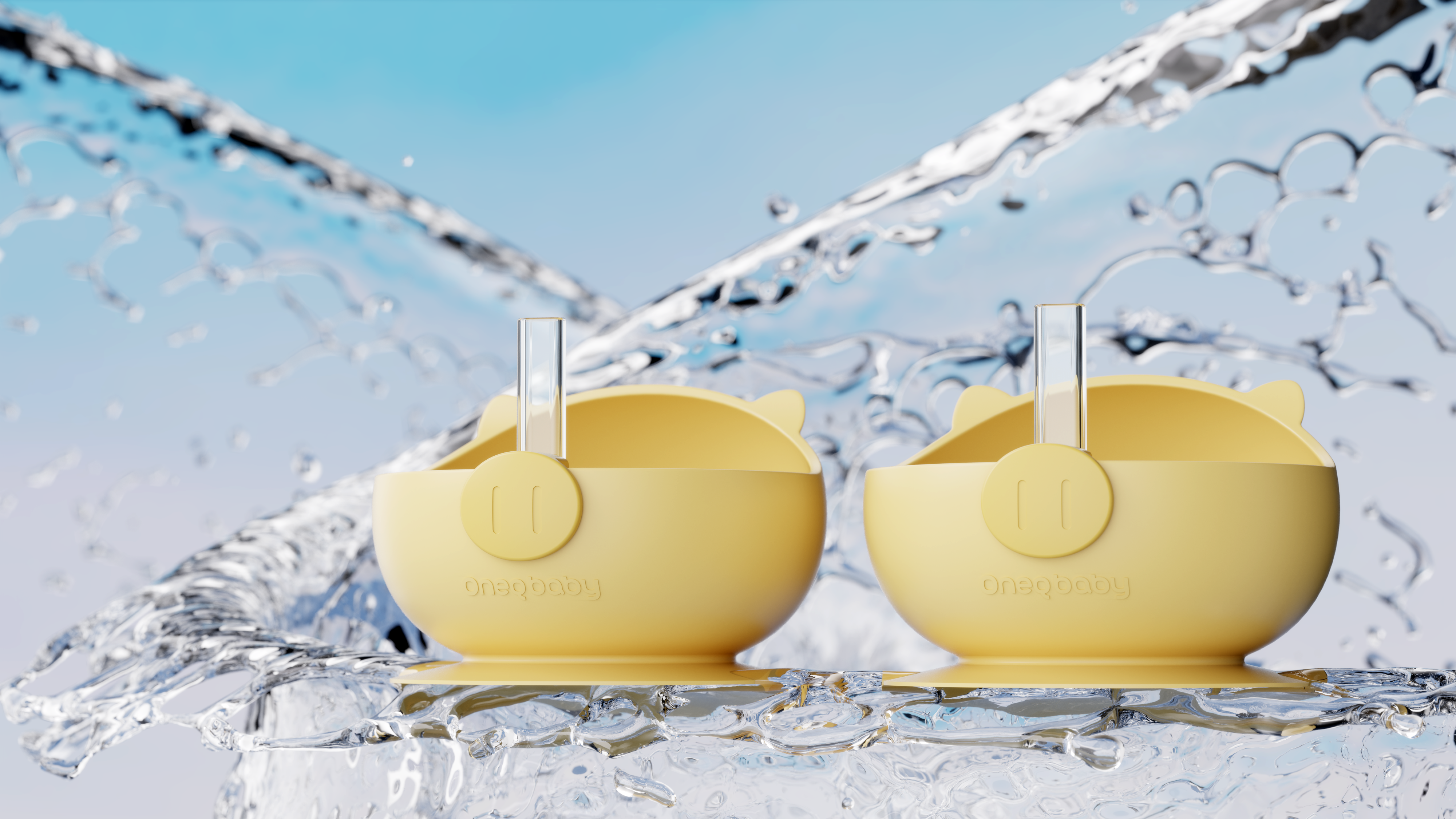 industrial design，product design，Children tableware，Silicone bowl，Auxiliary food bowl，Super cute pig modeling，