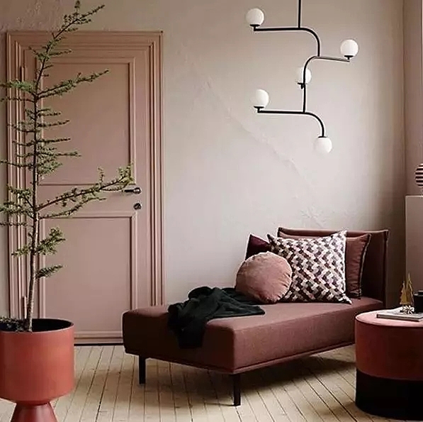 Dulux，cozy，Warm wood brown，Flower room table，lamps and lanterns，sofa，