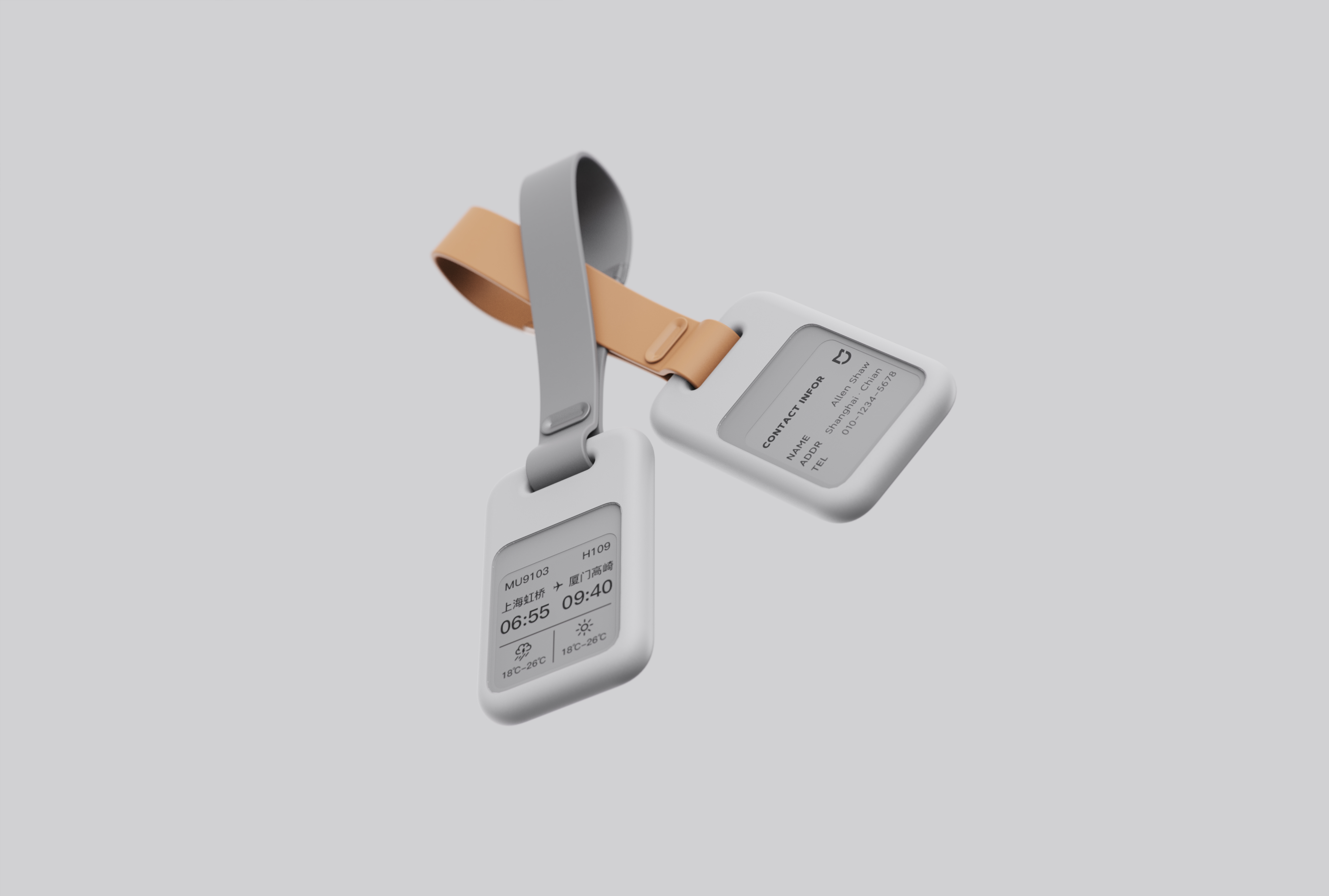 Millet style，luggage tag，Baggage tag，tag，Travel products，Smart Luggage Tag，Render，Draw bar box，