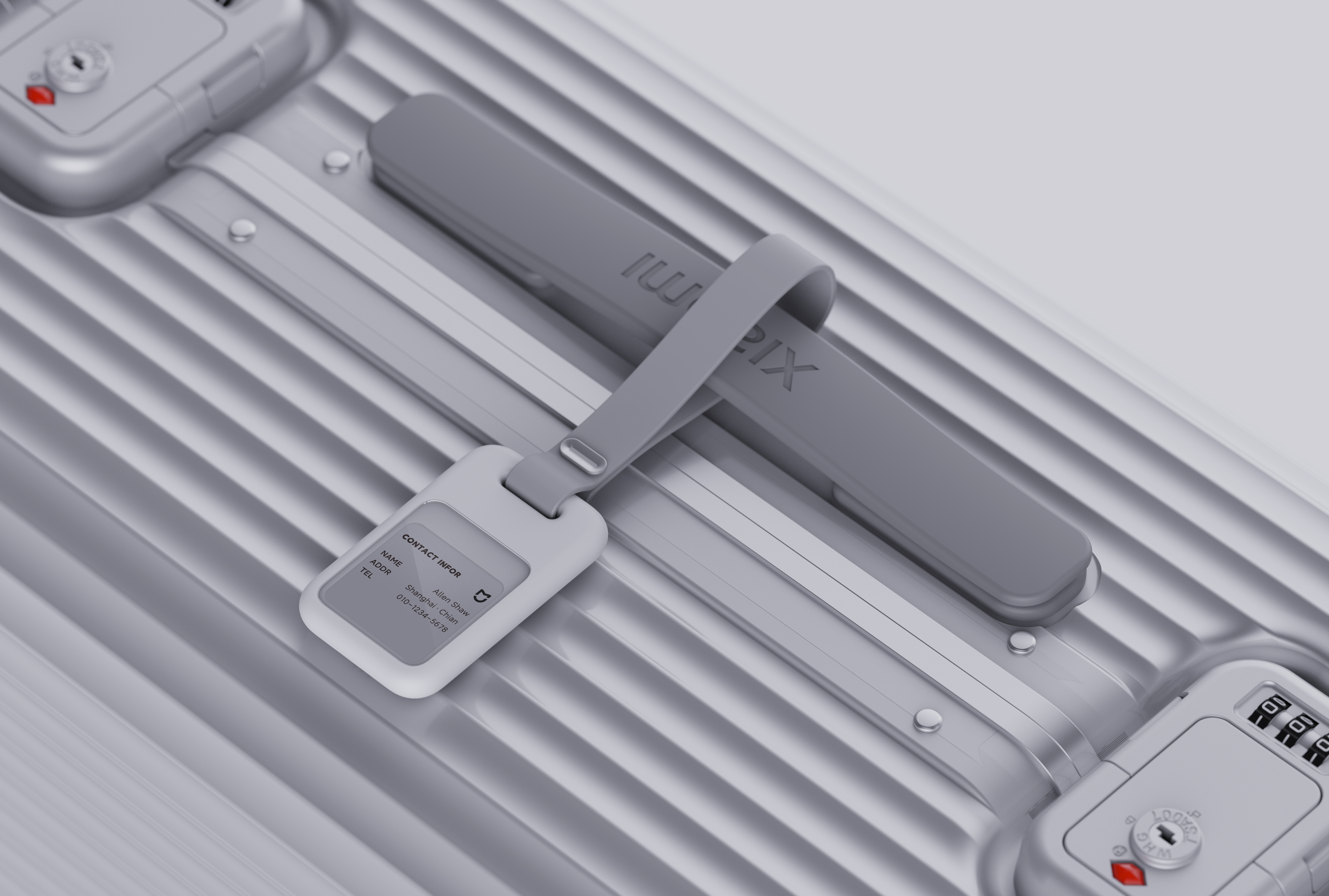 Millet style，luggage tag，Baggage tag，tag，Travel products，Smart Luggage Tag，Render，Draw bar box，