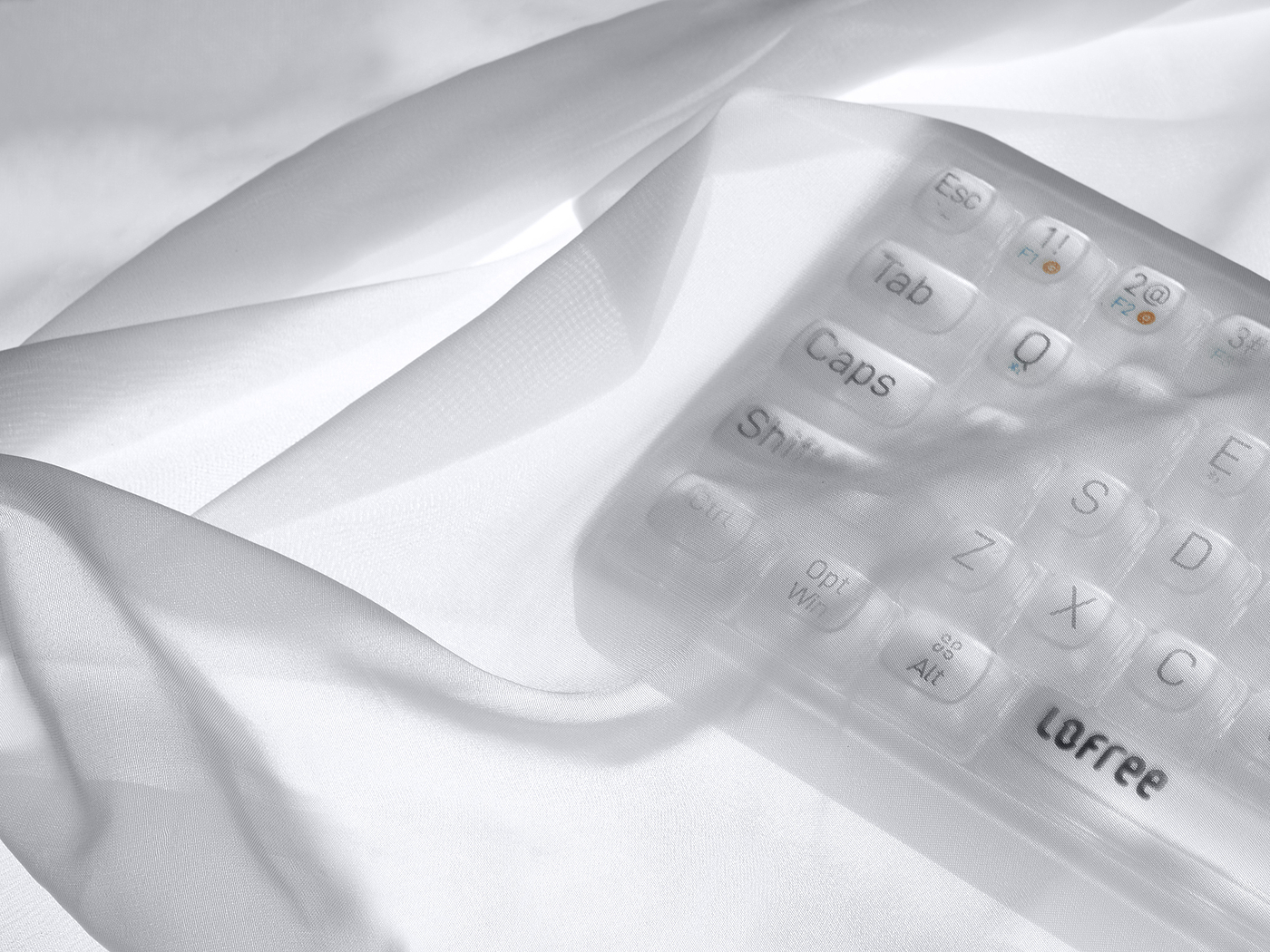 Office keyboard，Lofree Lofi，Mechanical keyboard，product design，esthetics，transparent，