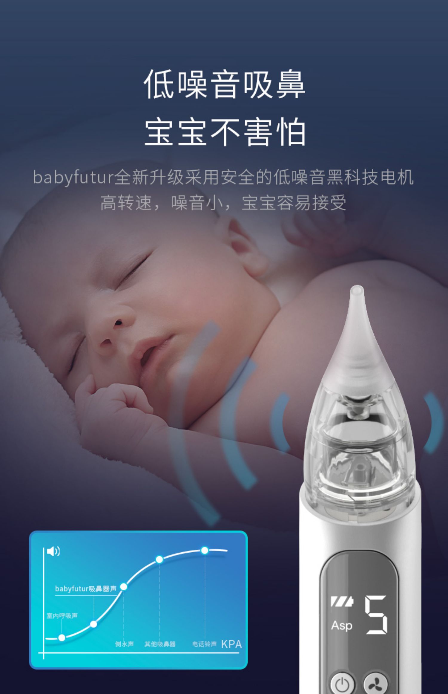 Portable nasal aspirator, electric nasal aspirator, children's mother and child, simple，