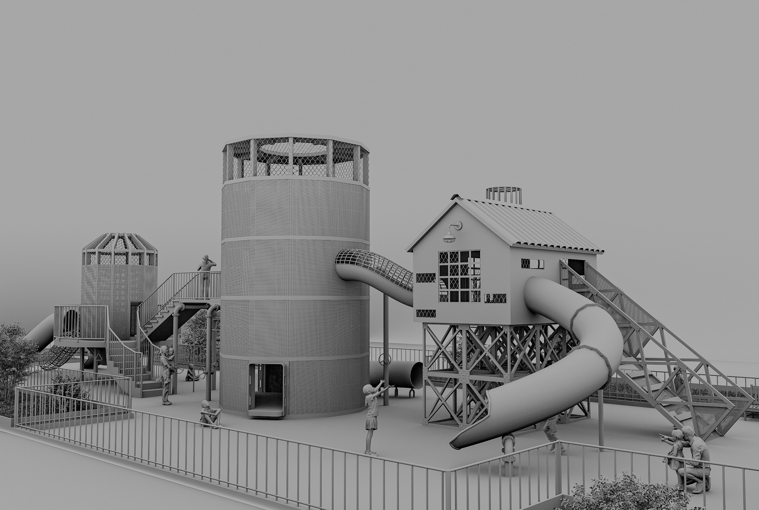 modeling，Outdoor recreation，Slide，park，old building renovation，Children's Playground，