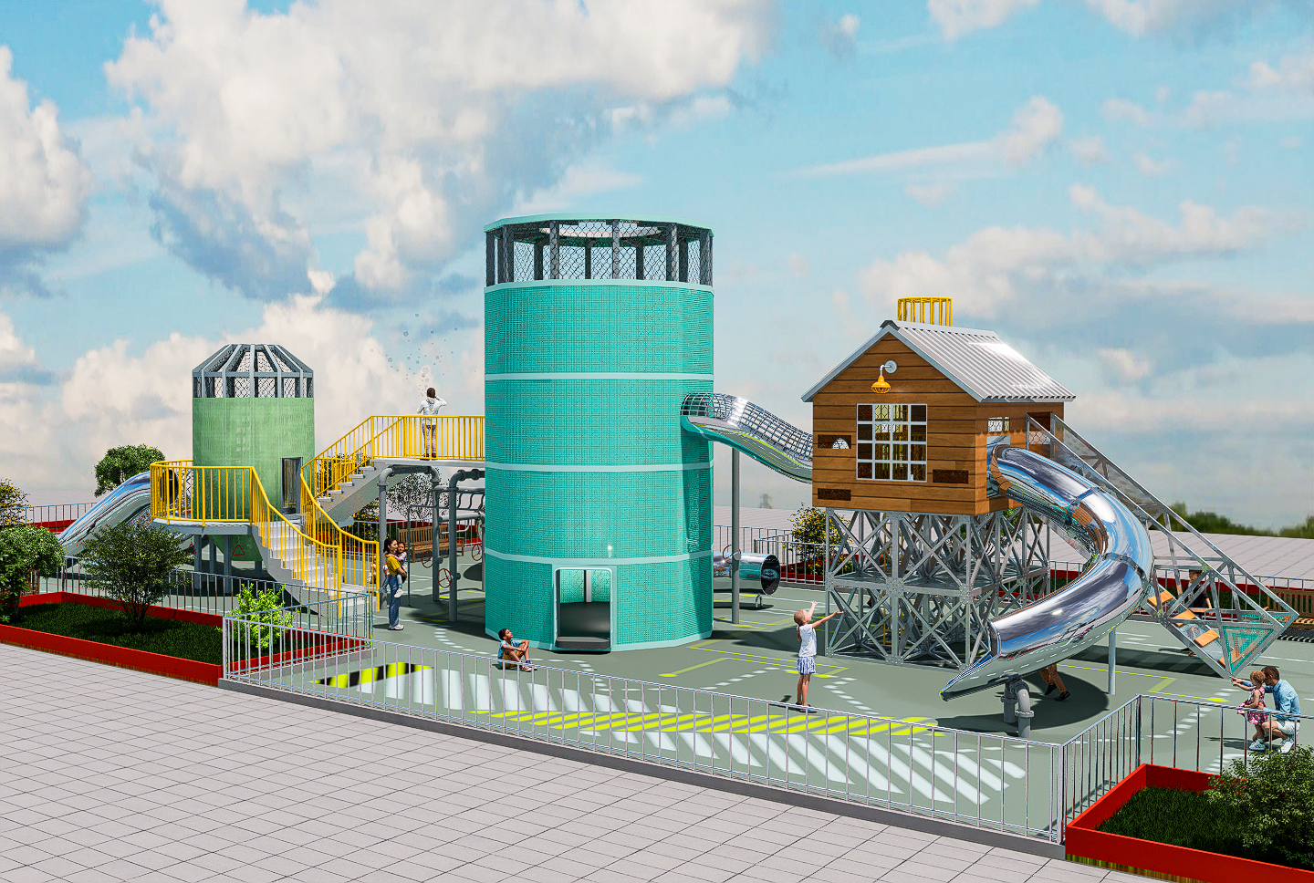 modeling，Outdoor recreation，Slide，park，old building renovation，Children's Playground，