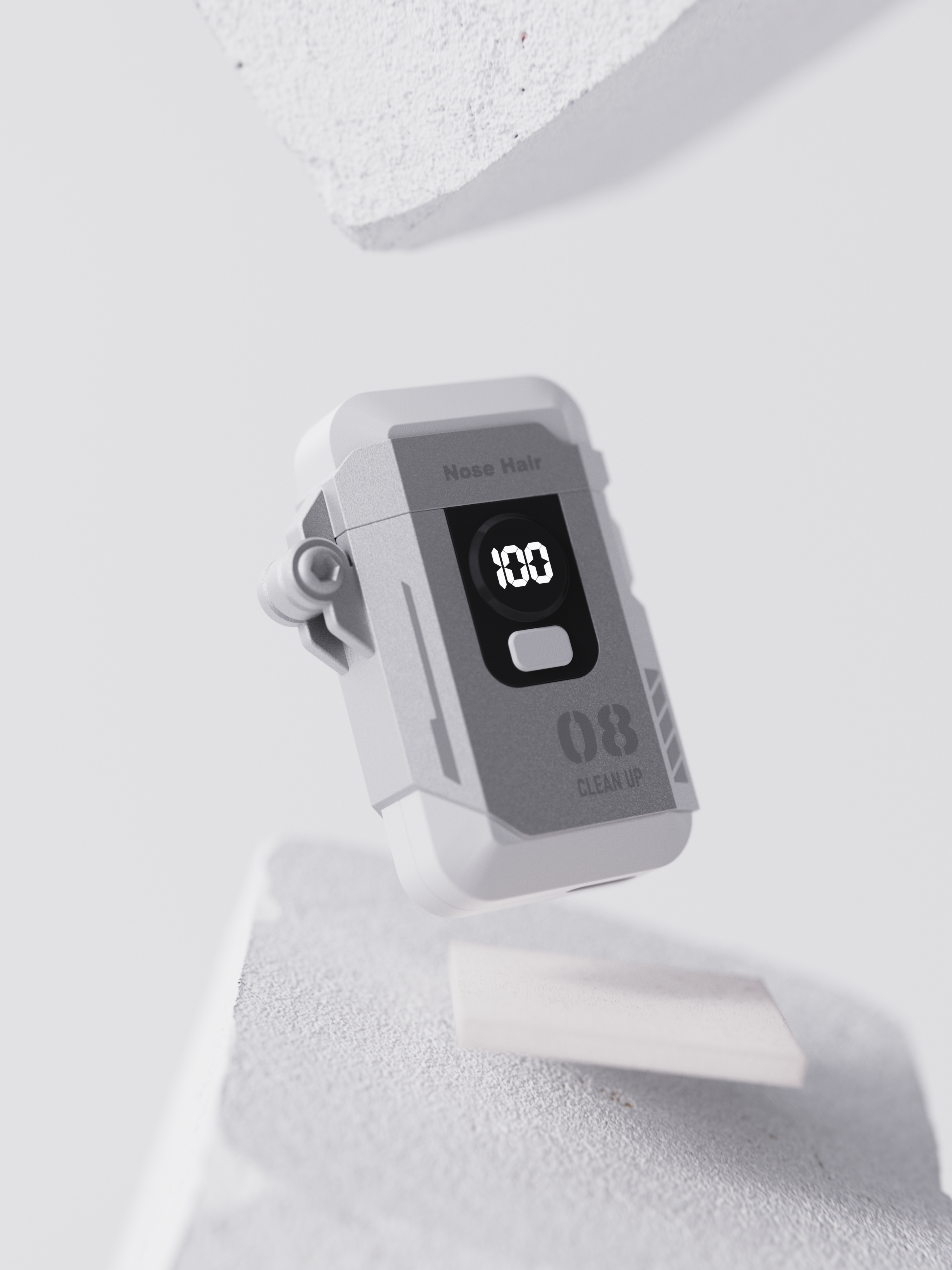 Cyberpunk，Nose hair trimmer，Electric nose hair scissors，Mecha Style，industrial design，Product rendering，