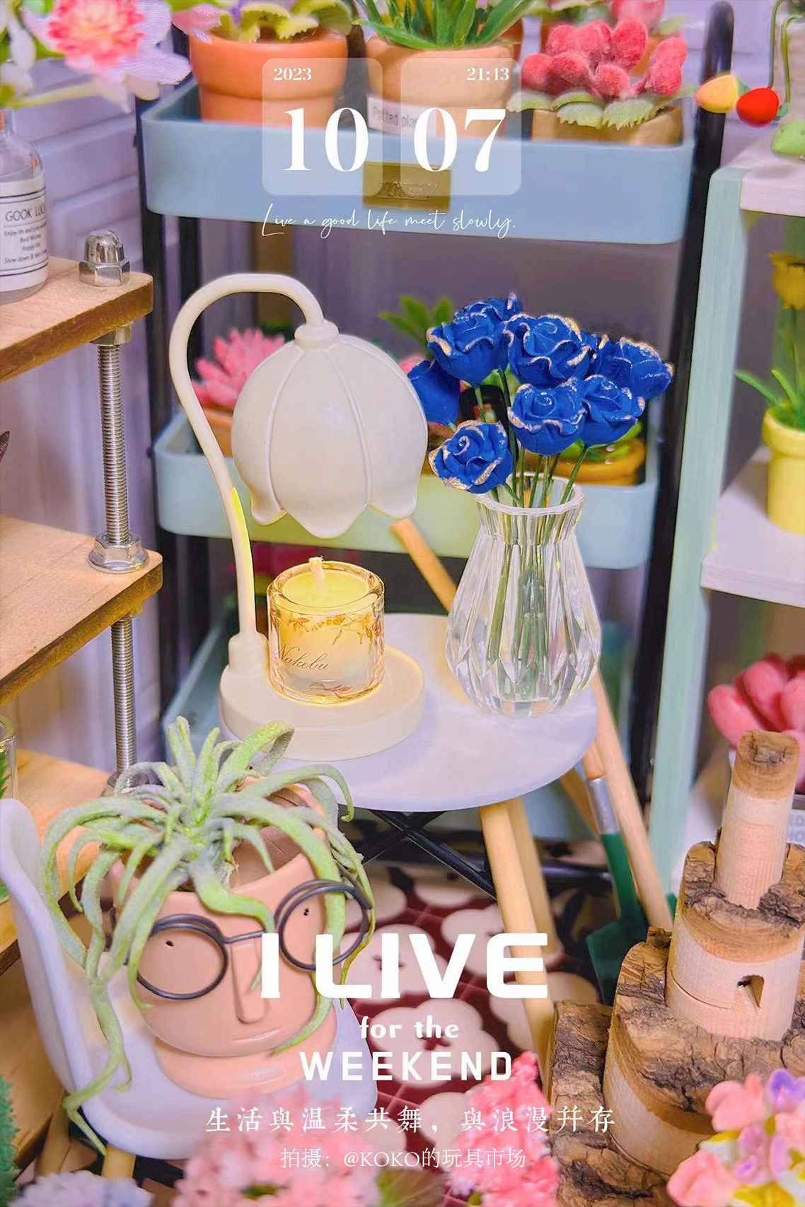 Doll House，dollhouse，melting wax lamp，Miniature model，Handmade，fingertip，