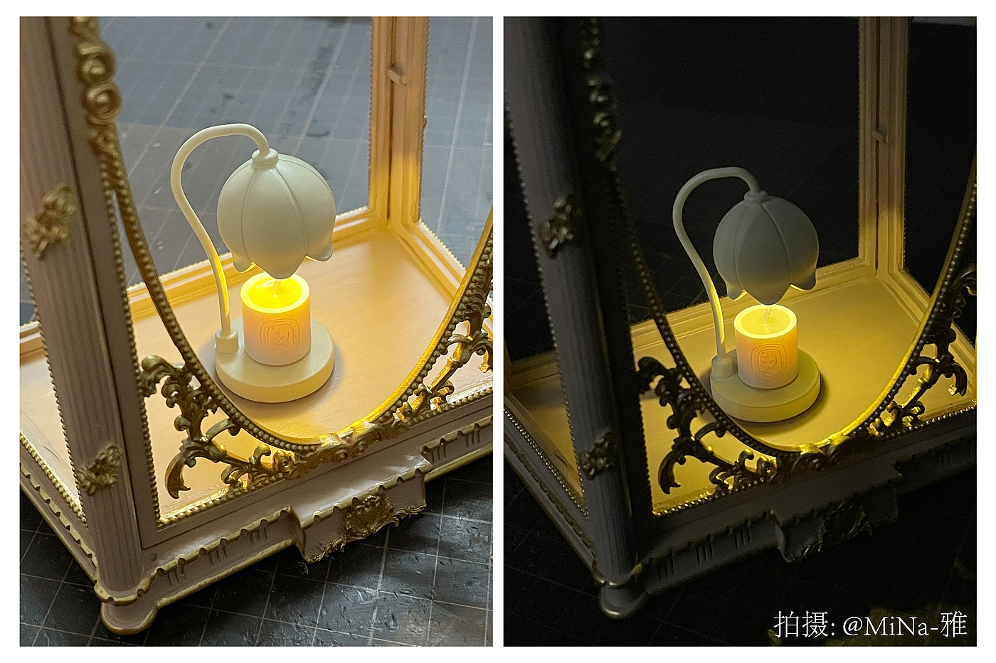 Doll House，dollhouse，melting wax lamp，Miniature model，Handmade，fingertip，