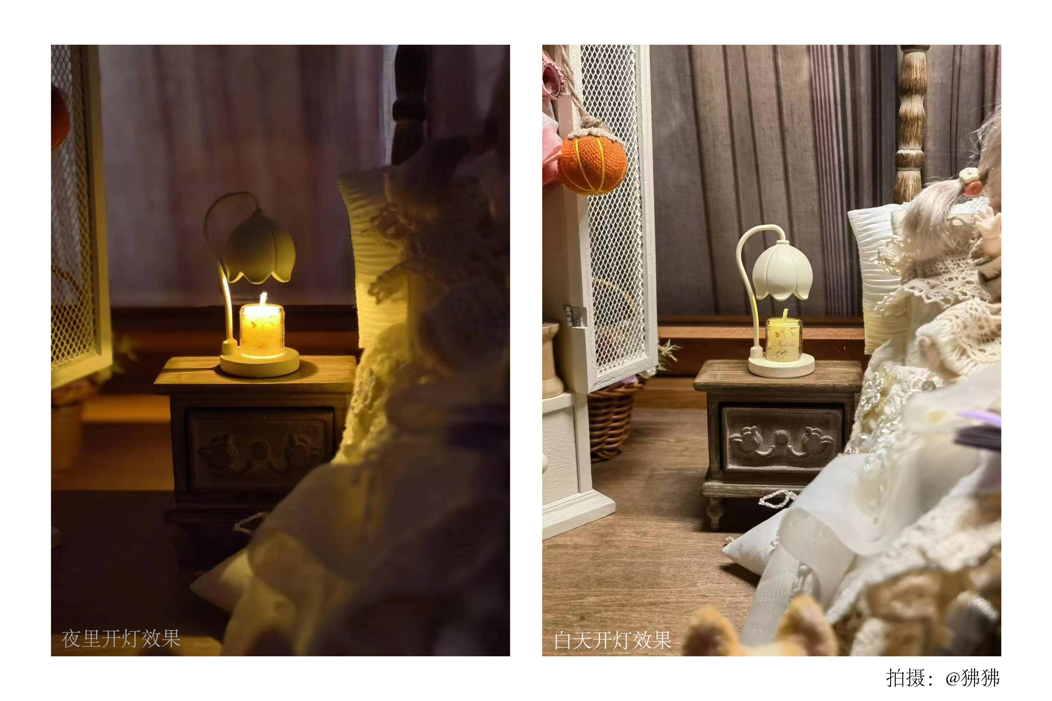 Doll House，dollhouse，melting wax lamp，Miniature model，Handmade，fingertip，