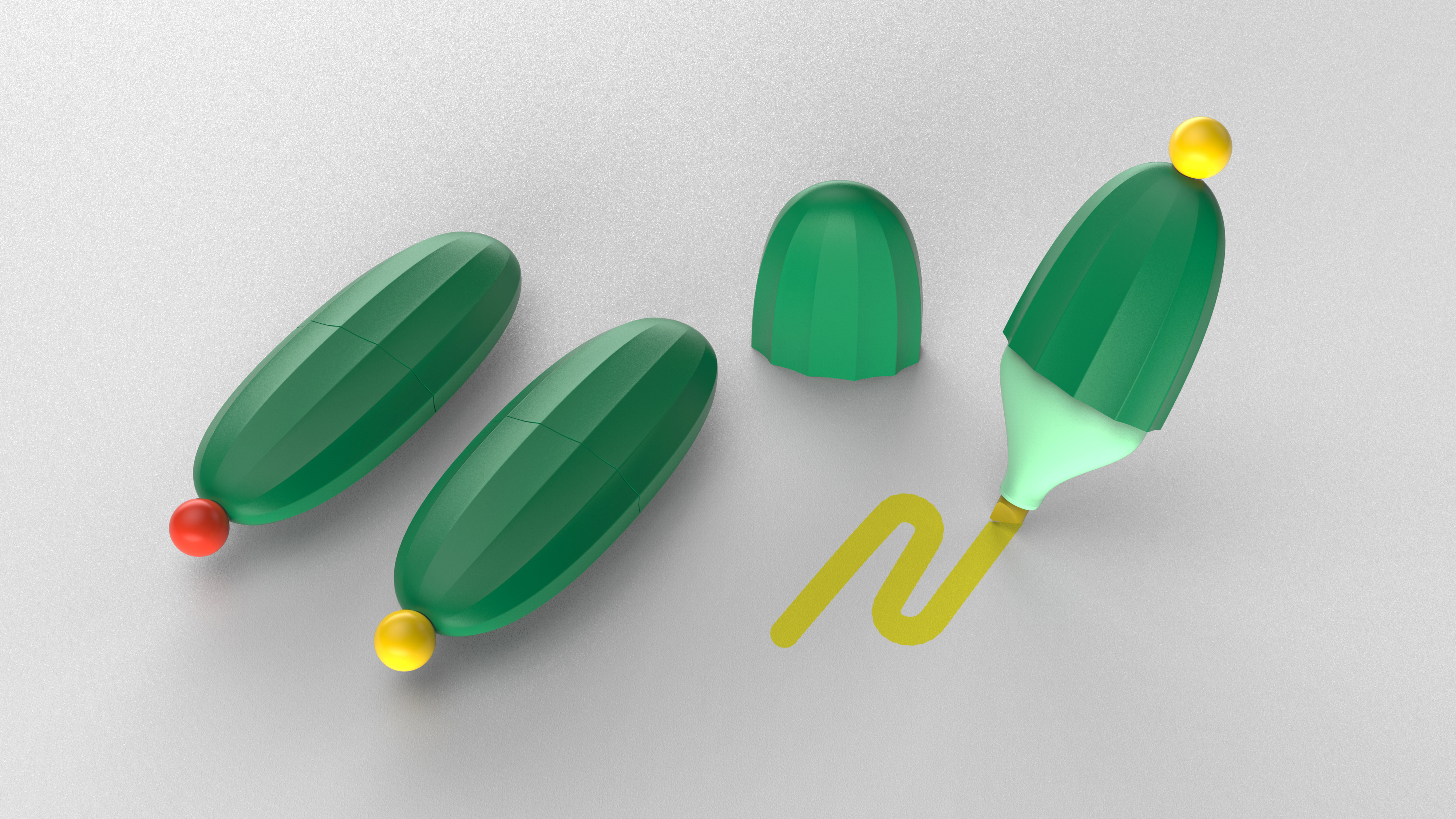 Office products，Stationery design，Highlighter design，Cactus Man，Cultural and creative design，Handle piece，