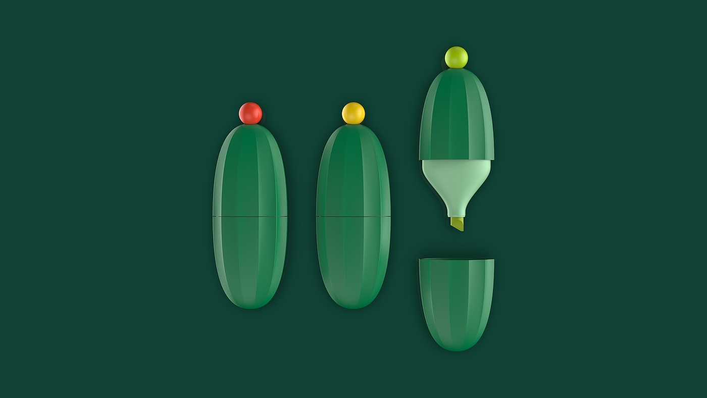 Office products，Stationery design，Highlighter design，Cactus Man，Cultural and creative design，Handle piece，