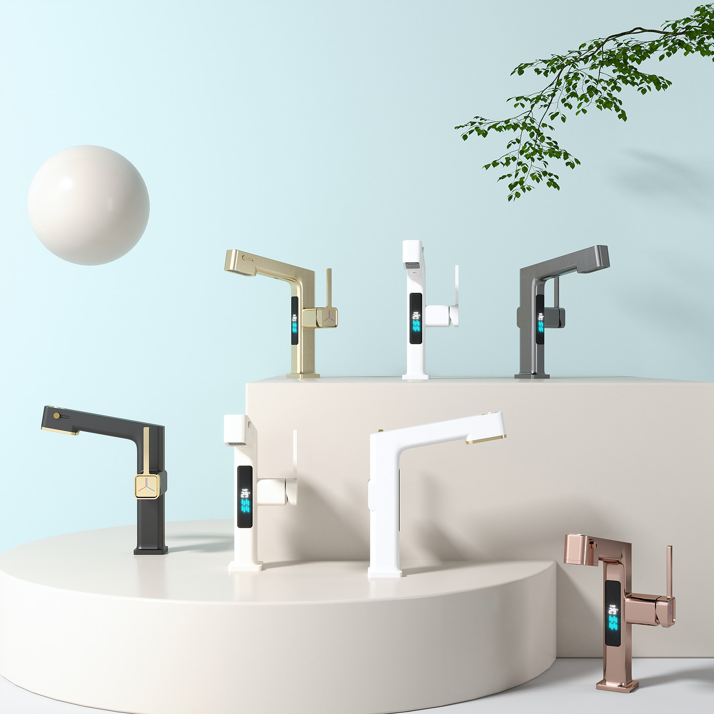 Basin mixer ，kitchen and toilet，Digital display，Design，
