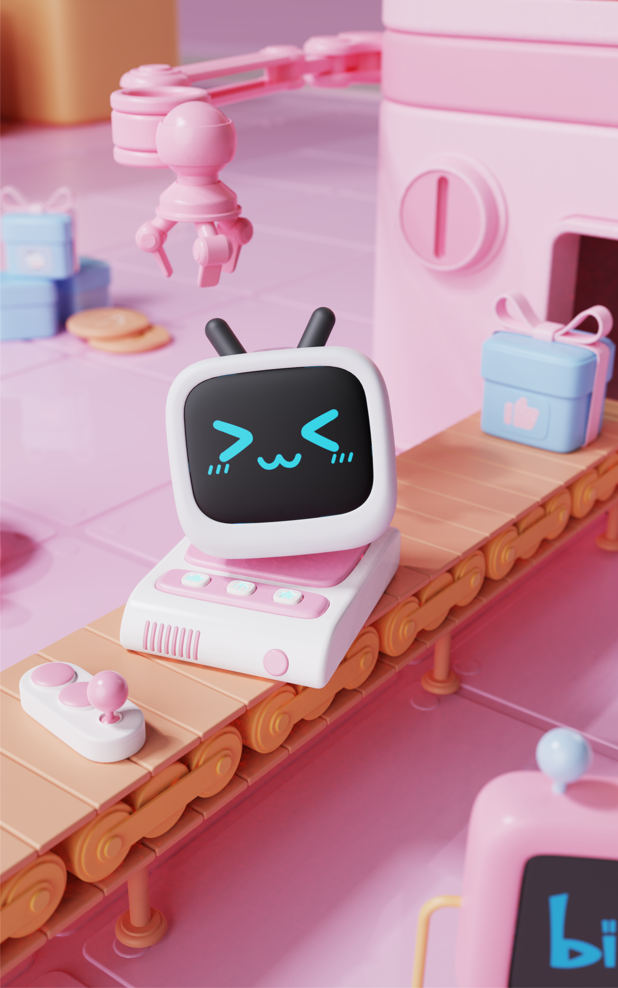 product design，Bilibili，station B，bilibili，Bluetooth headset，Small TV，Product appearance，