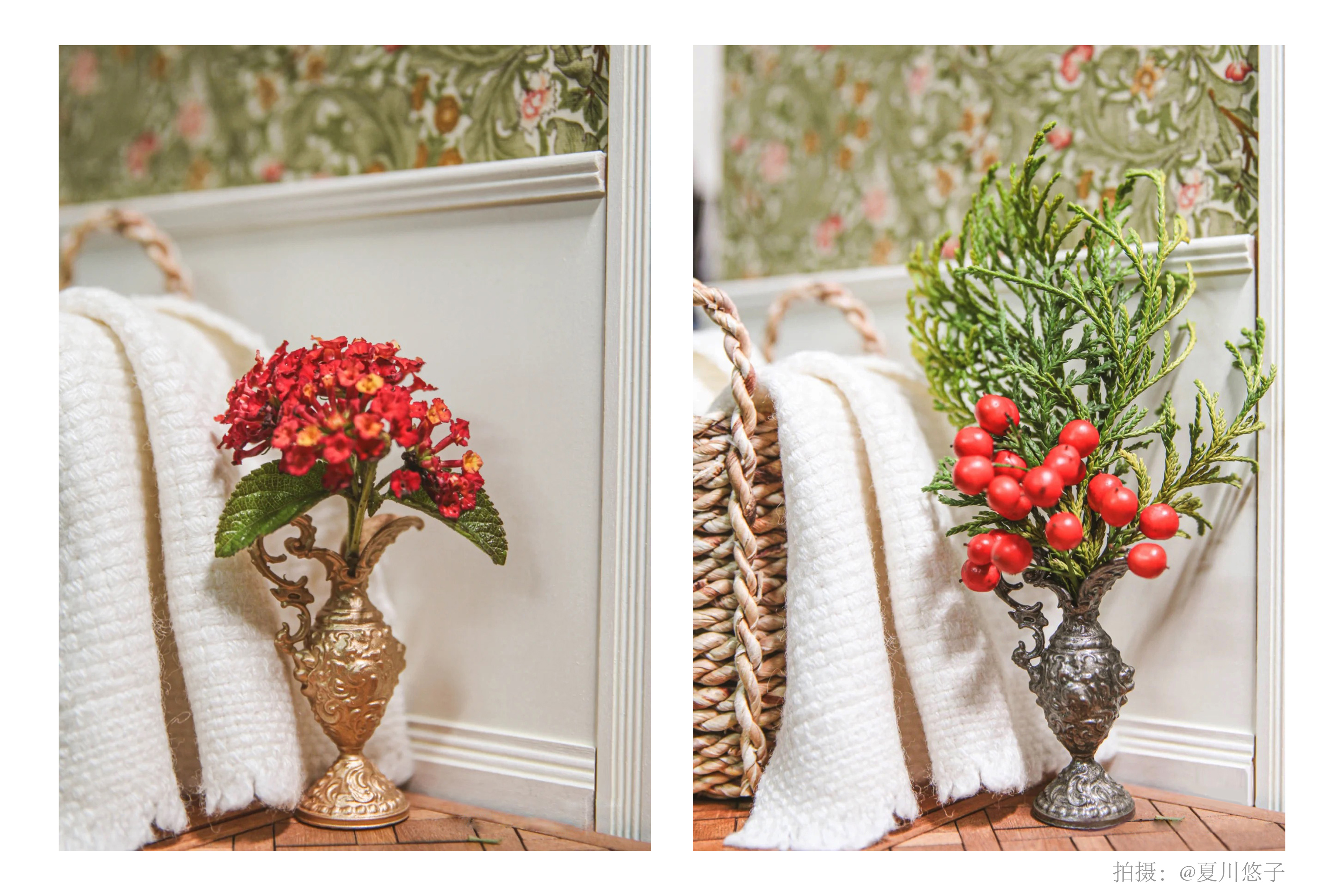 Doll House，dollhouse，Floral apparatus，palace wind，Miniature model，Handmade，fingertip，