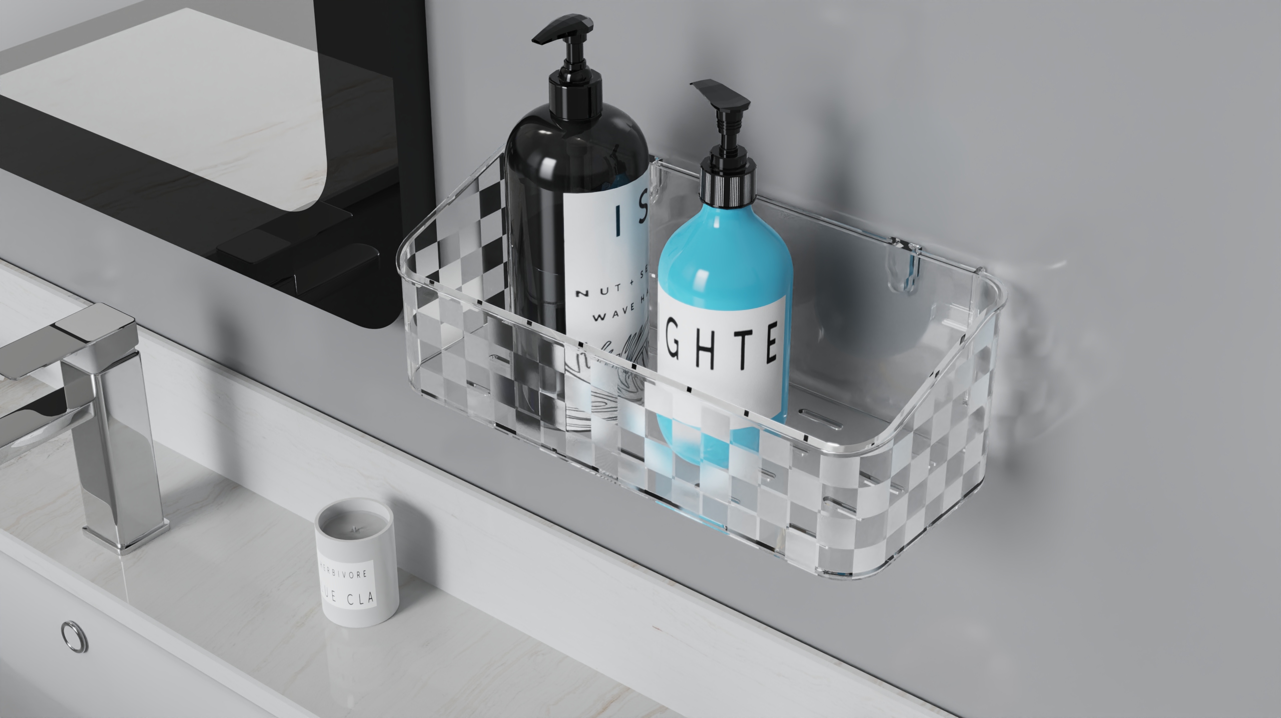 Suction Cup Storage Rack，Bathroom glass shelf ，Wall-mounted storage box，a hook，