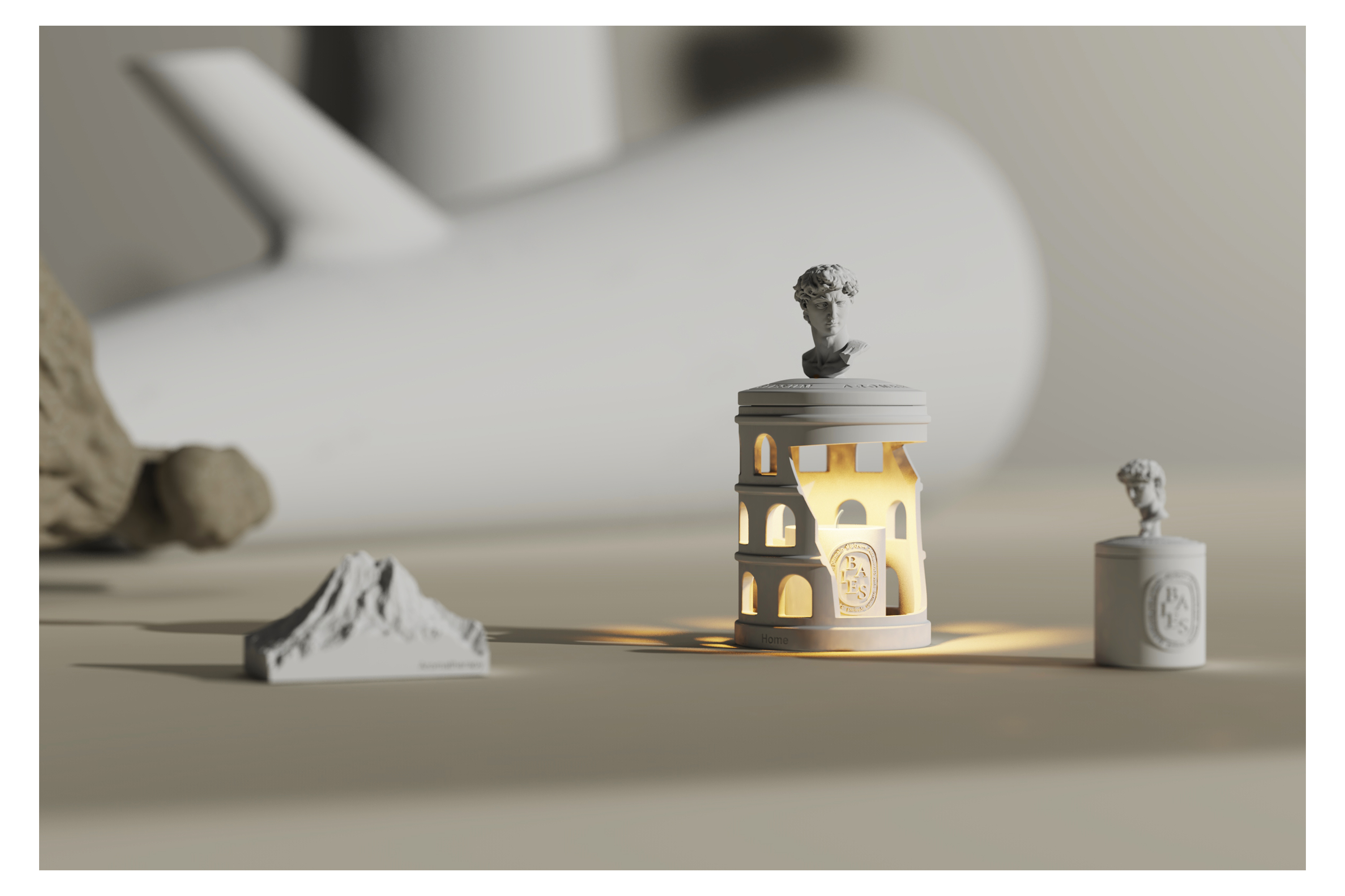 Doll House，dollhouse，Stone aromatherapy lamp，David.，Miniature model，fingertip，Handmade，