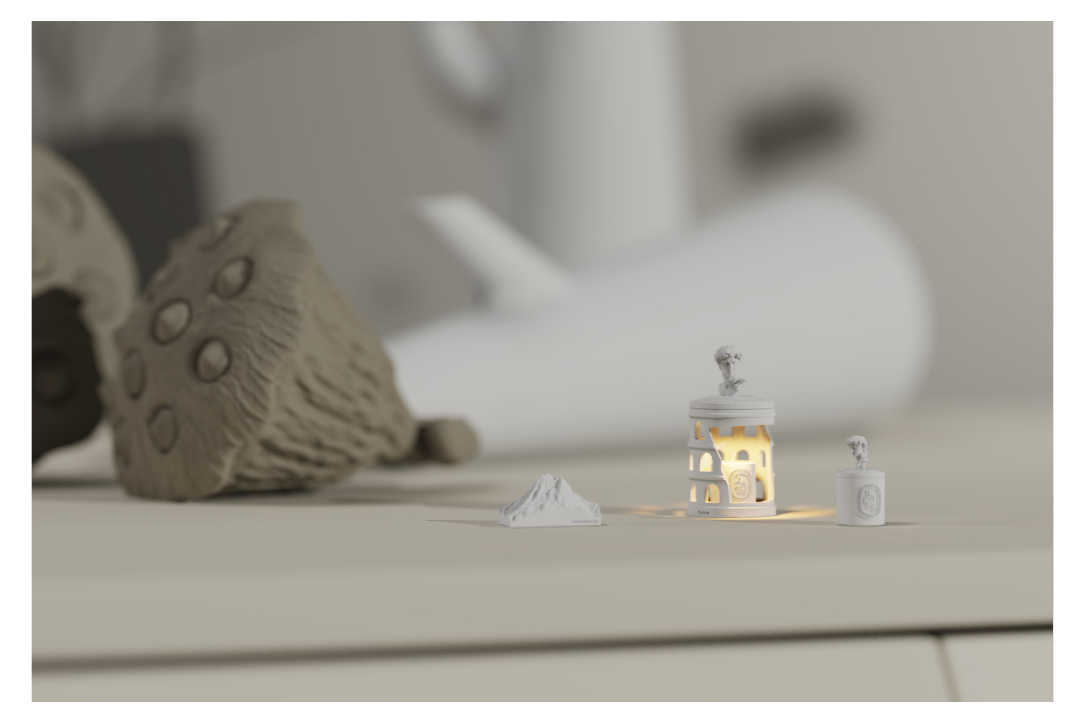 Doll House，dollhouse，Stone aromatherapy lamp，David.，Miniature model，fingertip，Handmade，