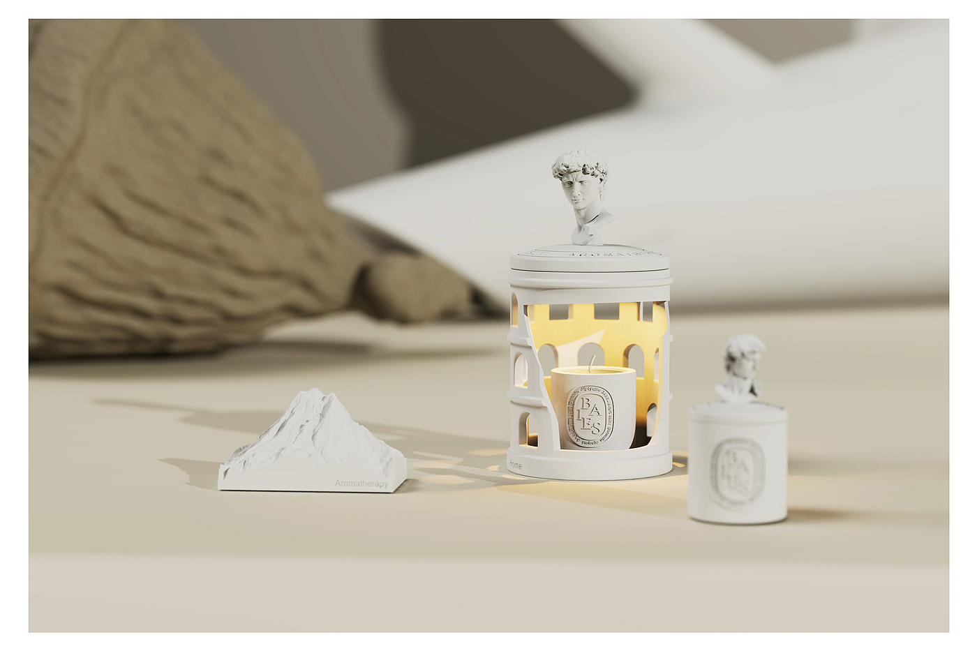 Doll House，dollhouse，Stone aromatherapy lamp，David.，Miniature model，fingertip，Handmade，
