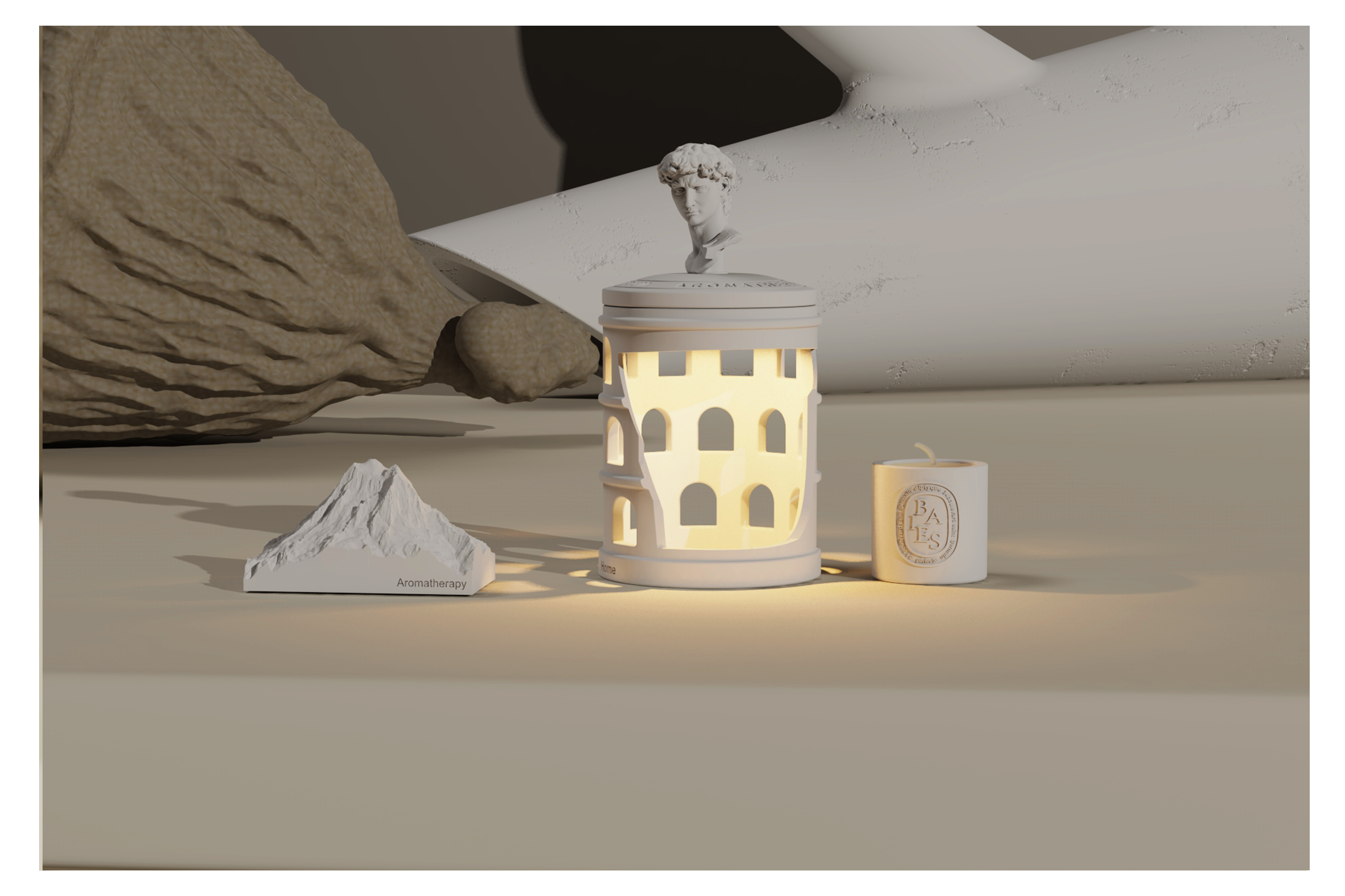 Doll House，dollhouse，Stone aromatherapy lamp，David.，Miniature model，fingertip，Handmade，