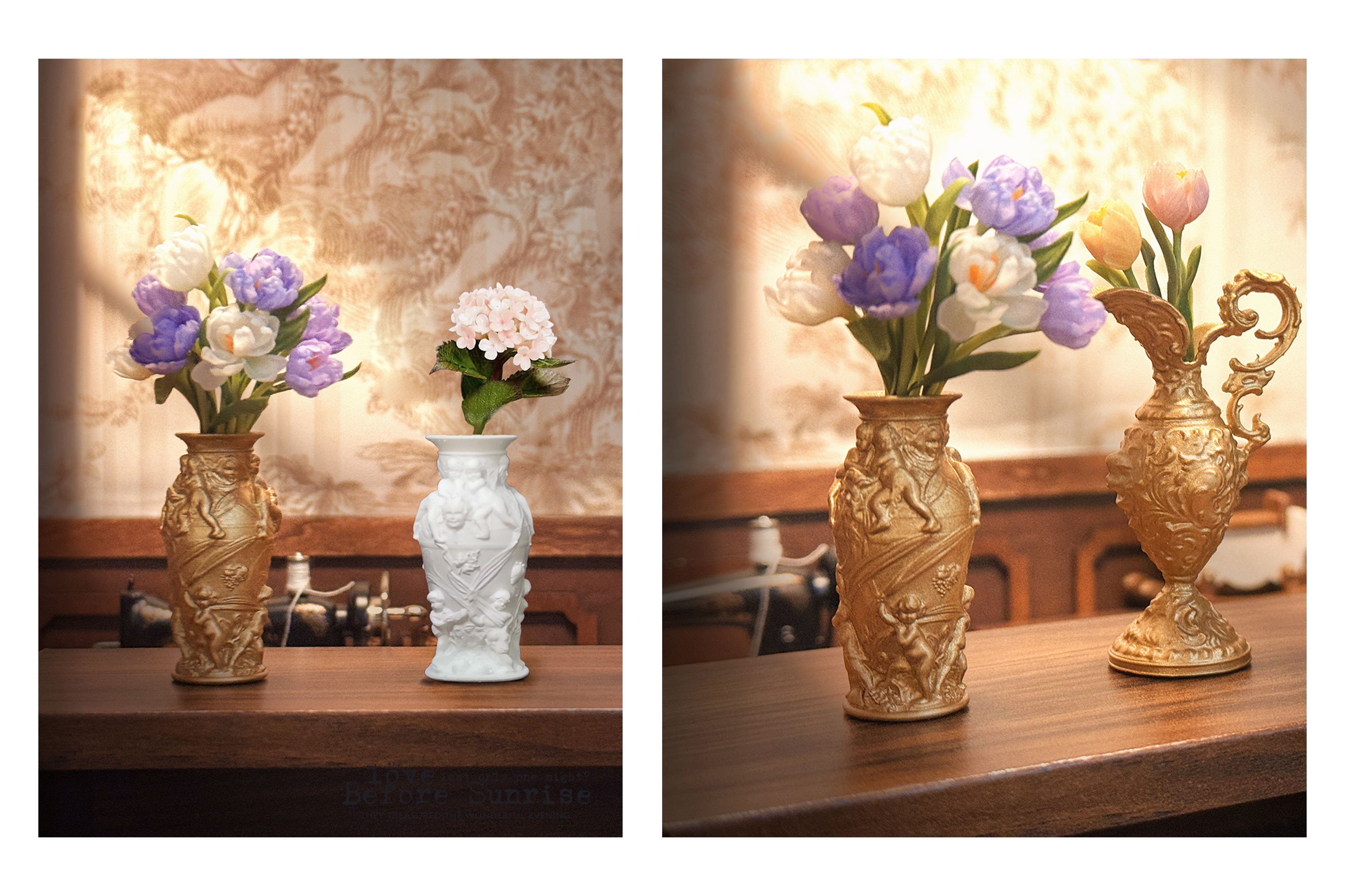 Doll House，dollhouse，Baroque，palace wind，vase，fingertip，Handmade，Miniature model，