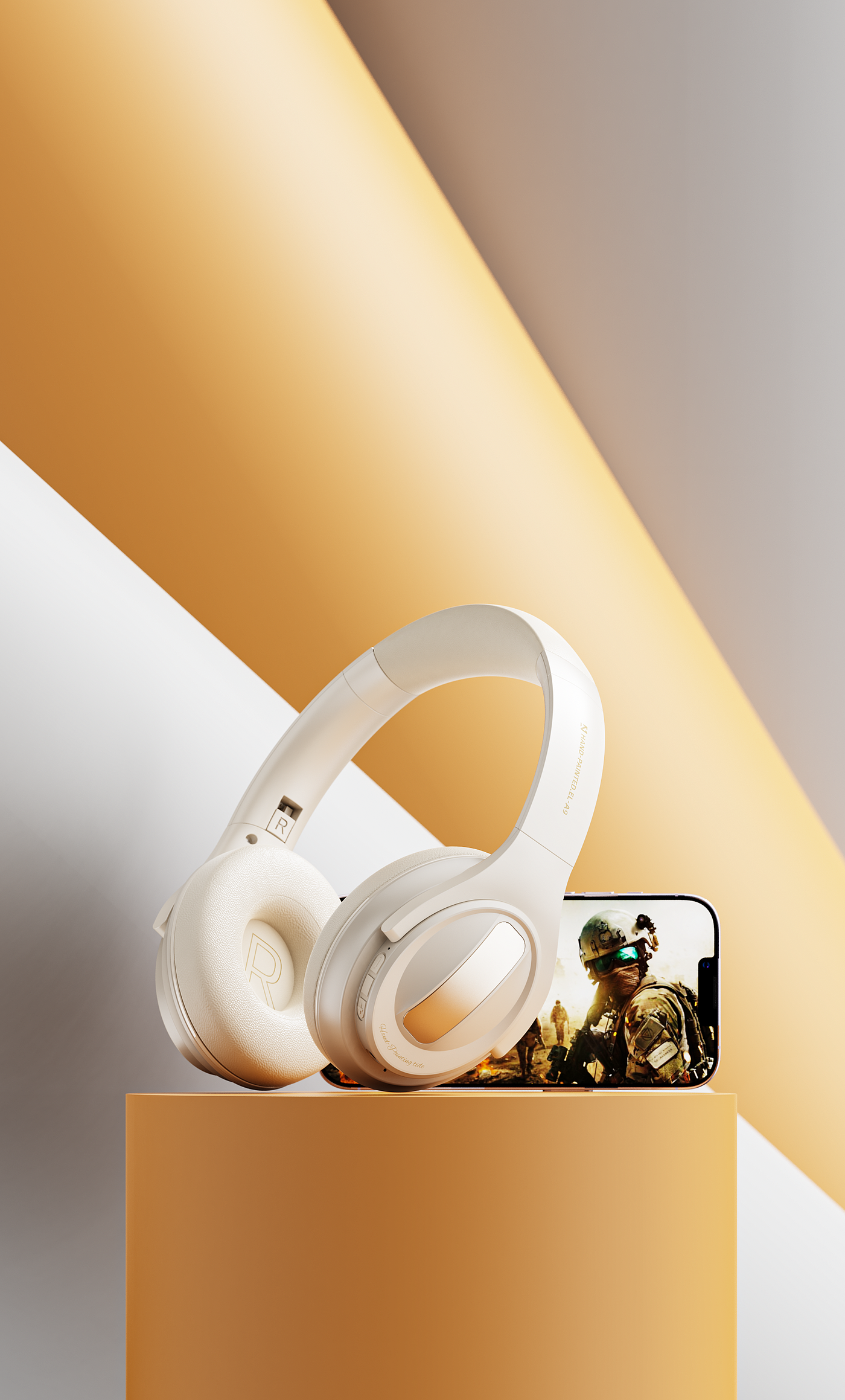Original rendering，three-dimensional，Electronics，electronic product，Product rendering，Headset Bluetooth headset，Bluetooth headset，online retailers，