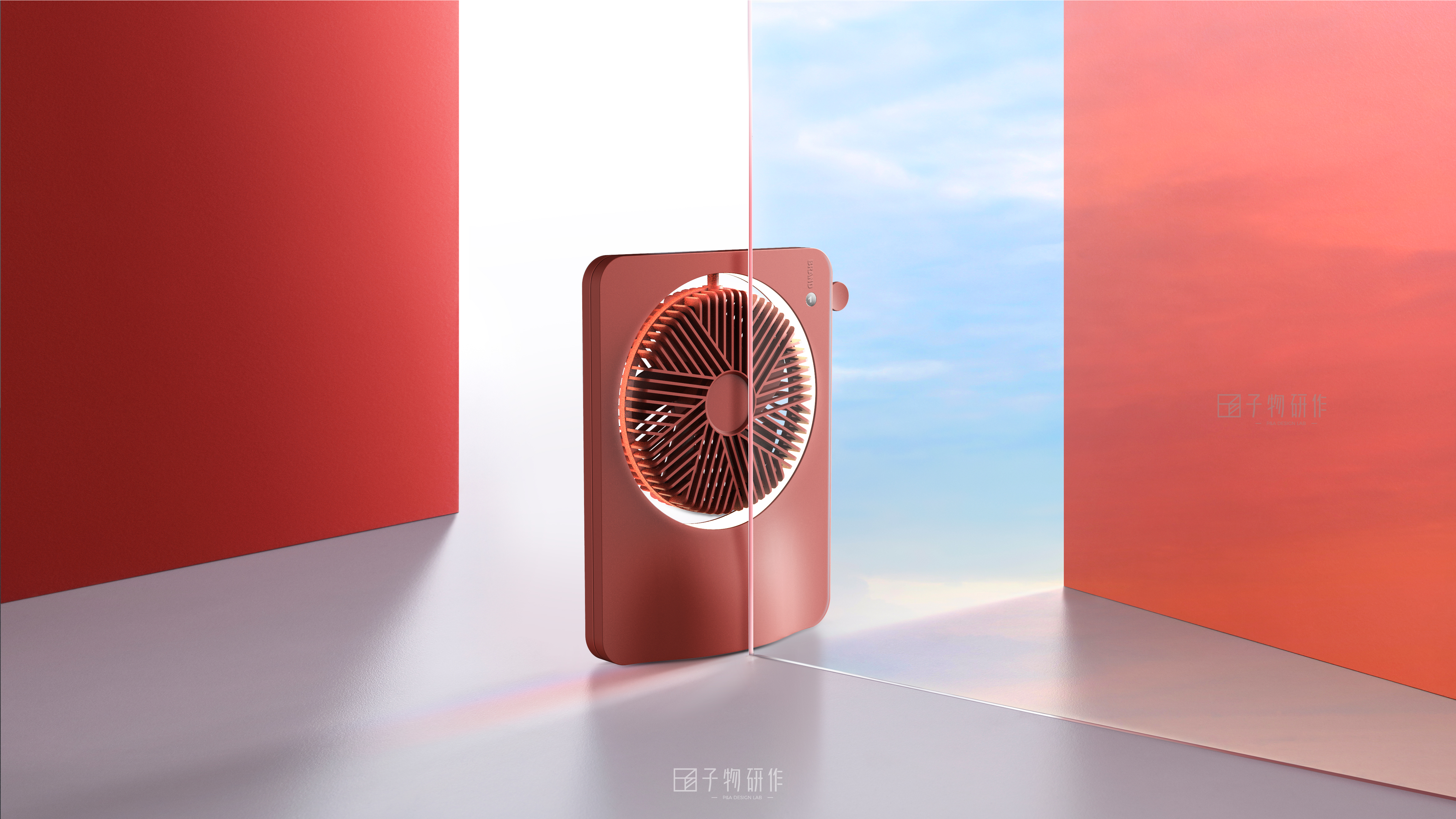 Industrial design, desktop fan, sub-object research, home appliance design,，