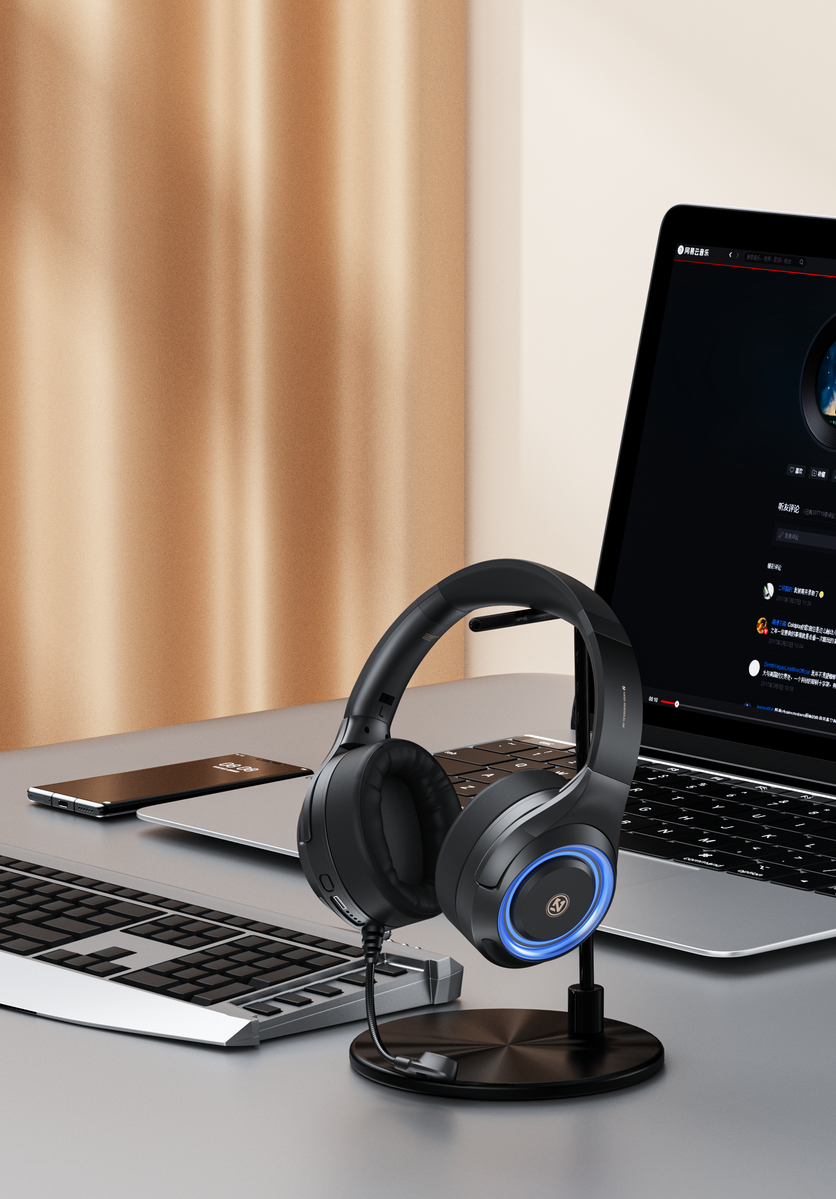 Original rendering，Electronics，Product rendering，Bluetooth headset，Headset Bluetooth headset，three-dimensional，online retailers，electronic product，