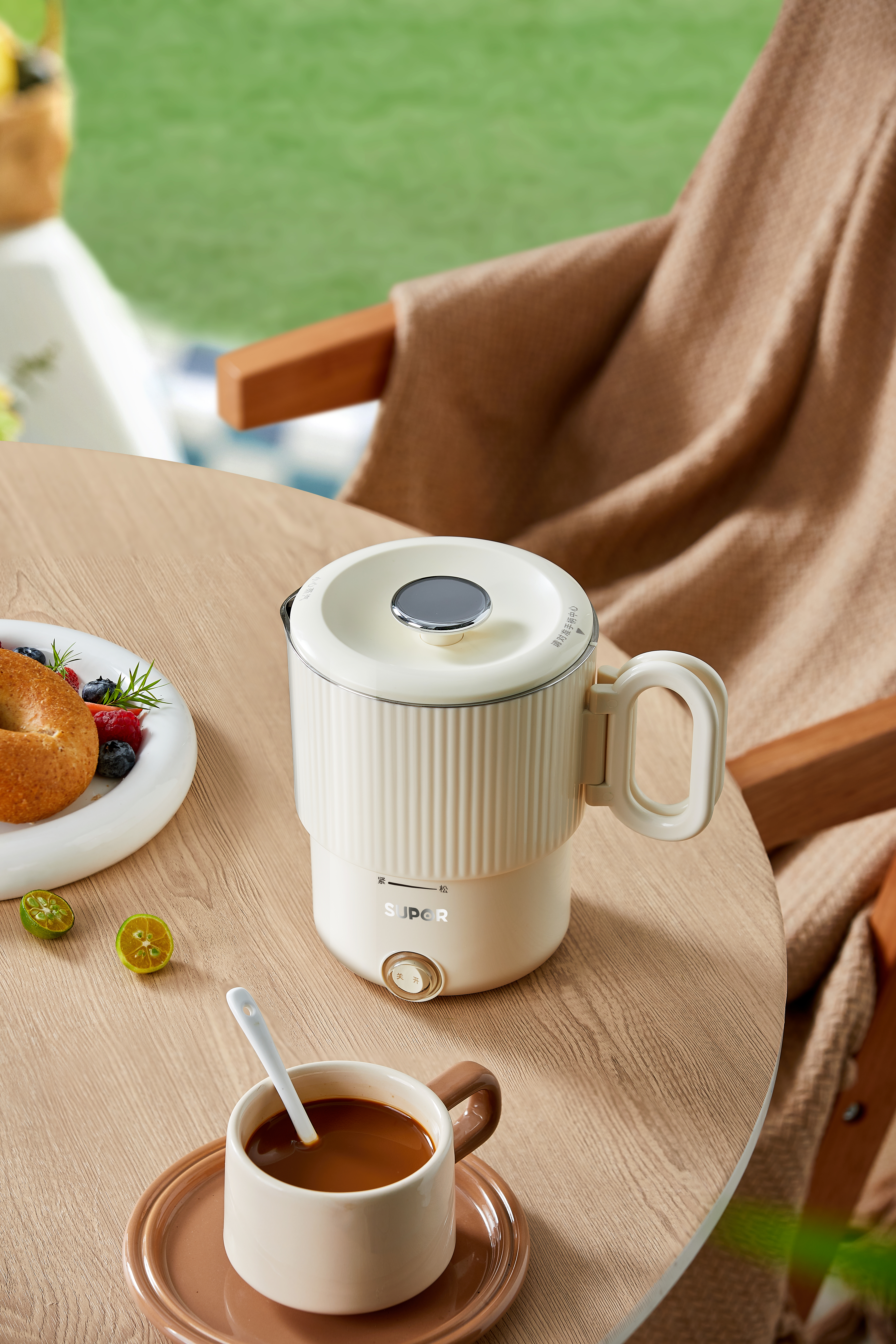 Folding electric kettle，Double steel folding electric kettle，Travel electric kettle，Retro light luxury，