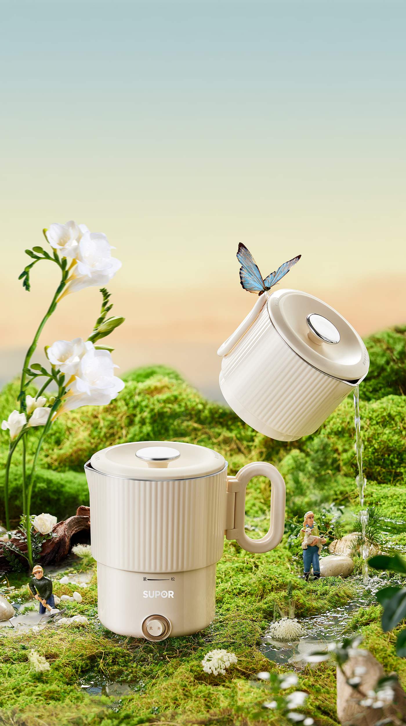Folding electric kettle，Double steel folding electric kettle，Travel electric kettle，Retro light luxury，
