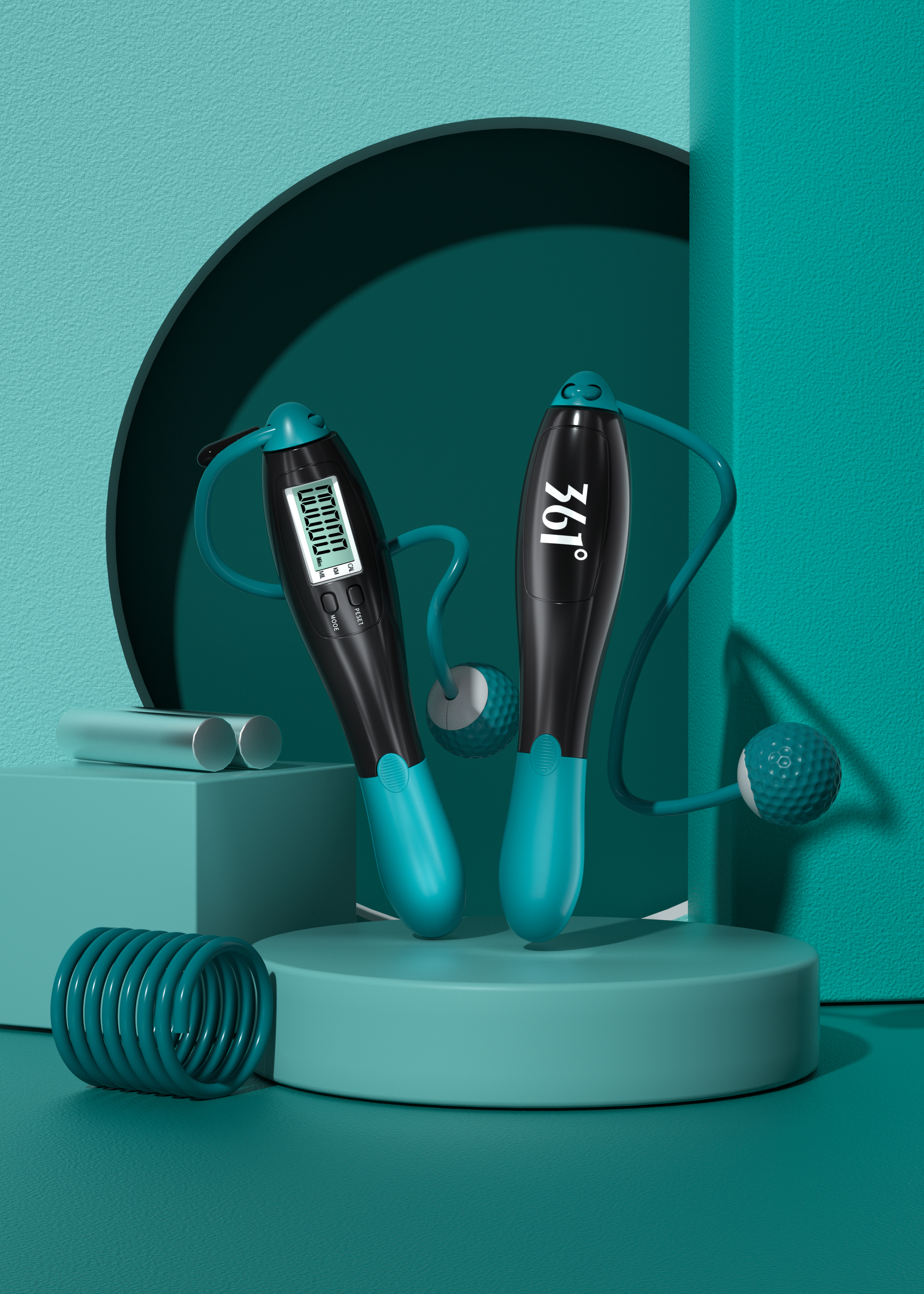 Product modeling，Product rendering，c4d，oc，3d，online retailers，skipping rope，three-dimensional，