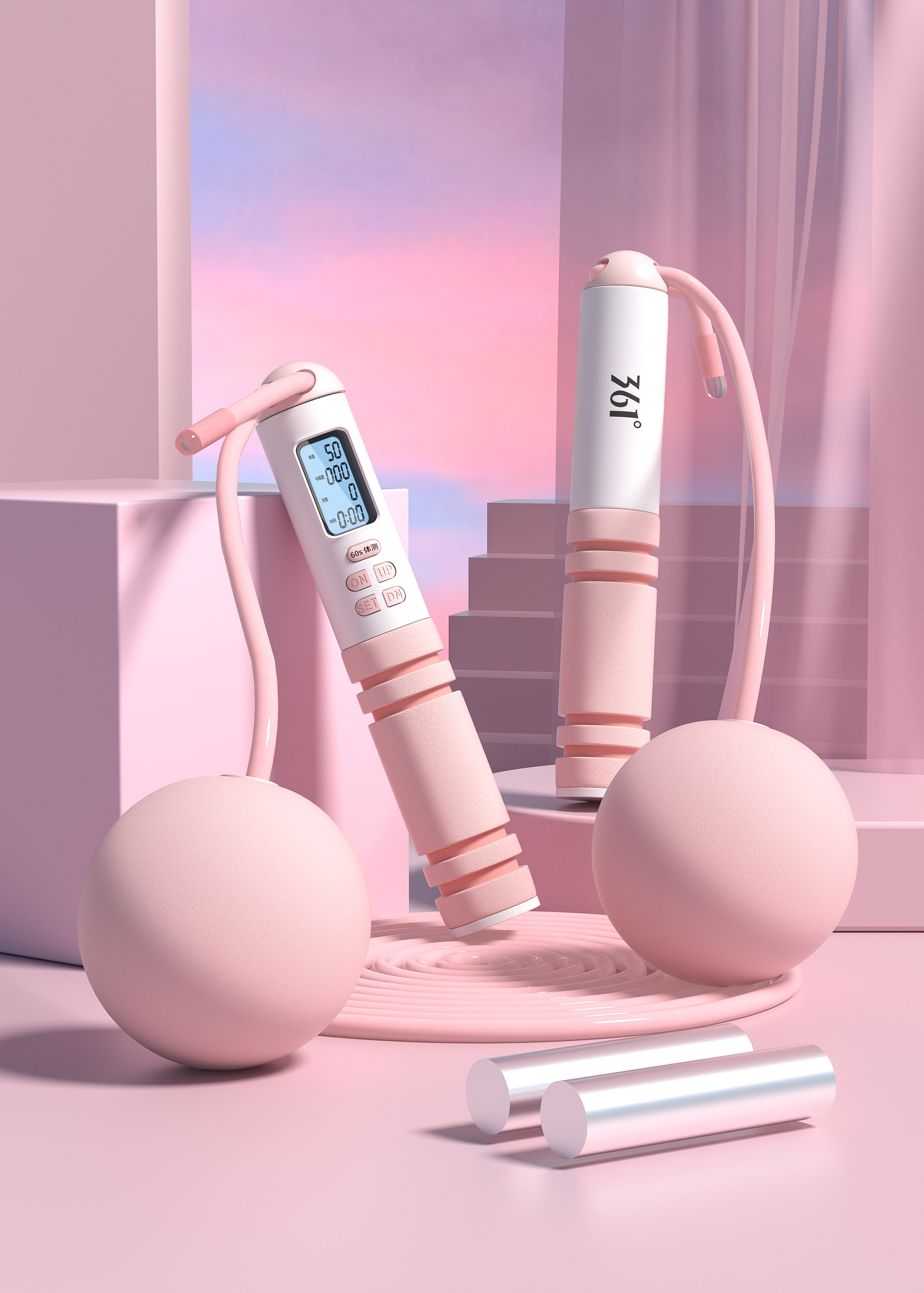 Product modeling，Product rendering，c4d，oc，3d，online retailers，skipping rope，three-dimensional，