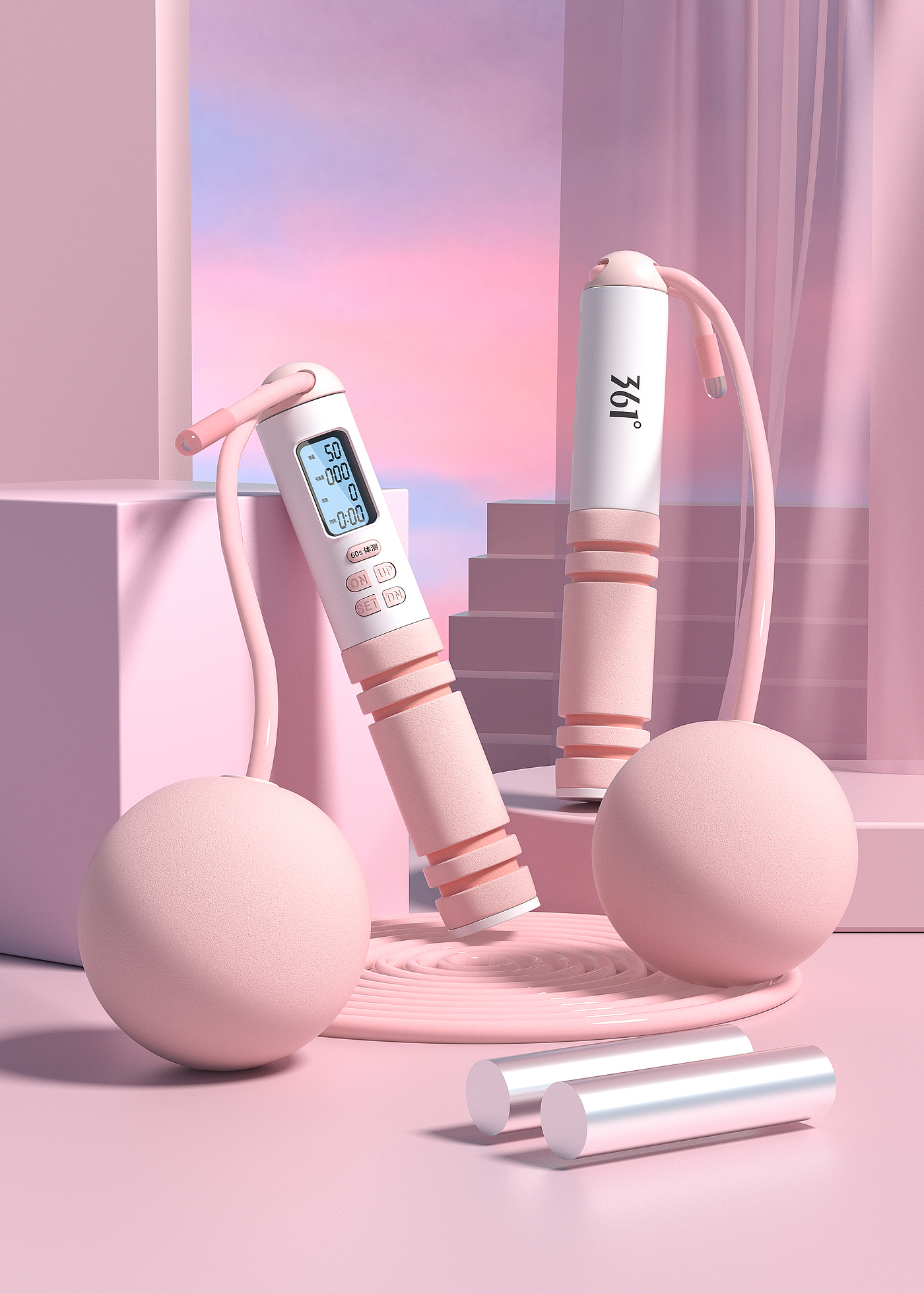 产品建模，产品渲染，c4d，oc，3d，电商，跳绳，三维，