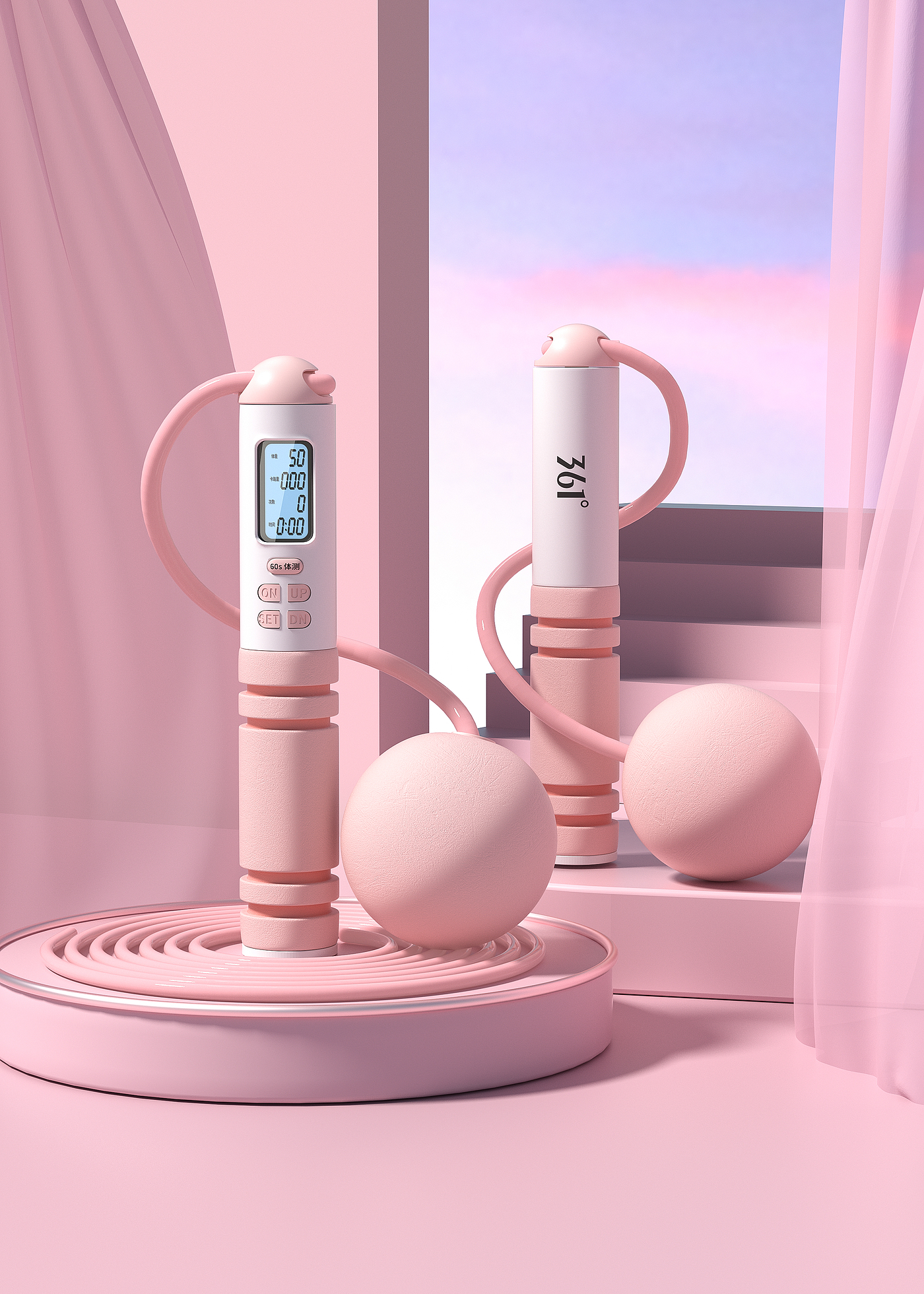 Product modeling，Product rendering，c4d，oc，3d，online retailers，skipping rope，three-dimensional，