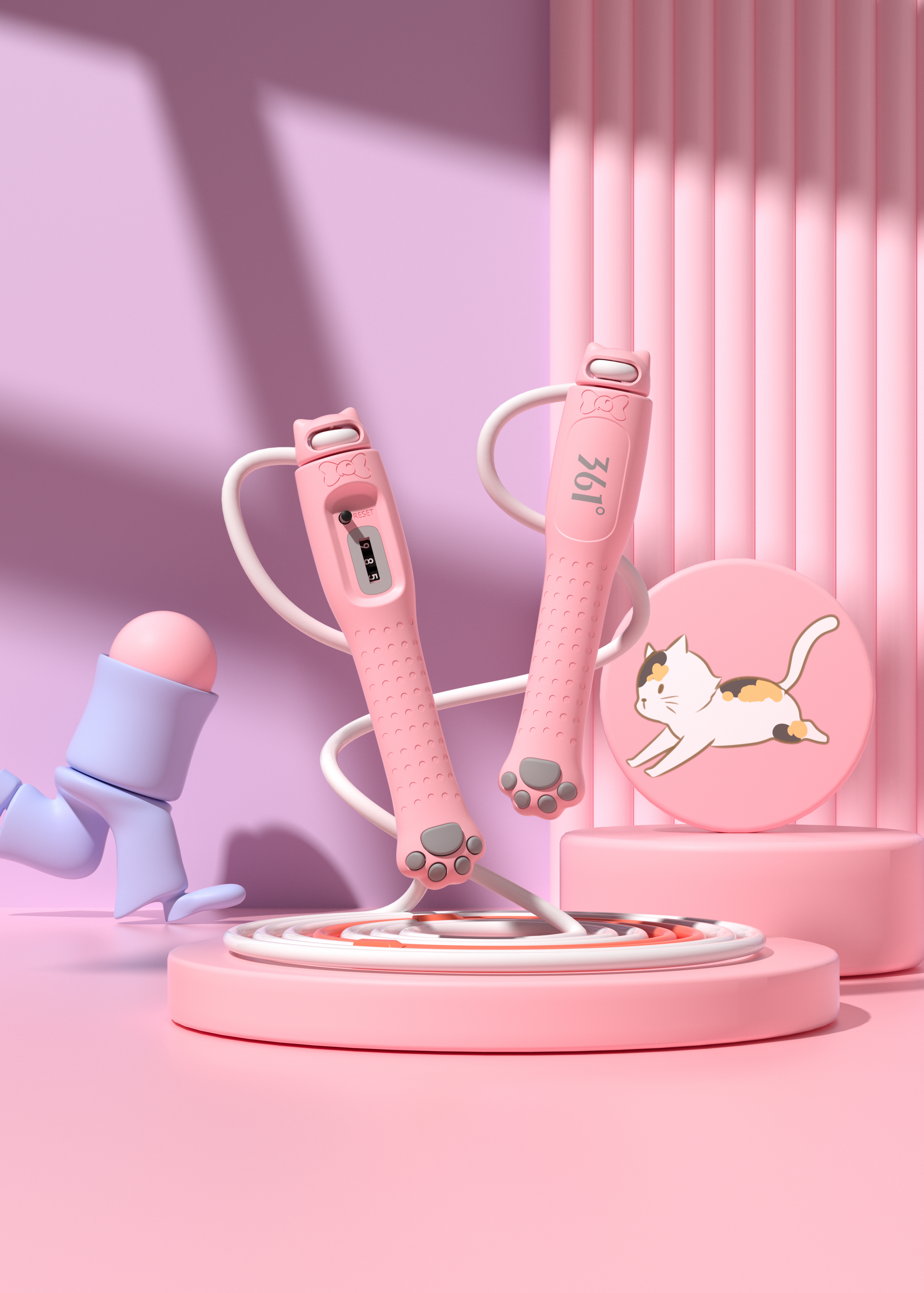 Product modeling，Product rendering，c4d，oc，3d，online retailers，skipping rope，three-dimensional，