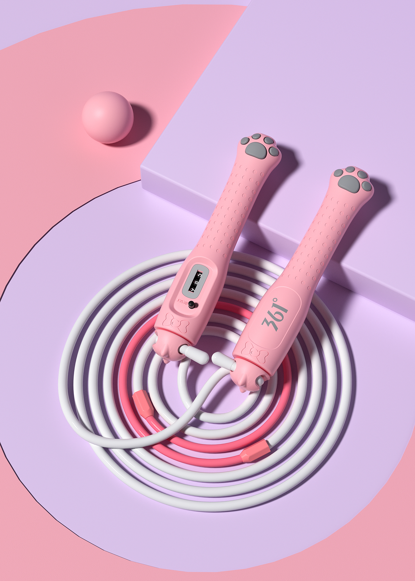 Product modeling，Product rendering，c4d，oc，3d，online retailers，skipping rope，three-dimensional，