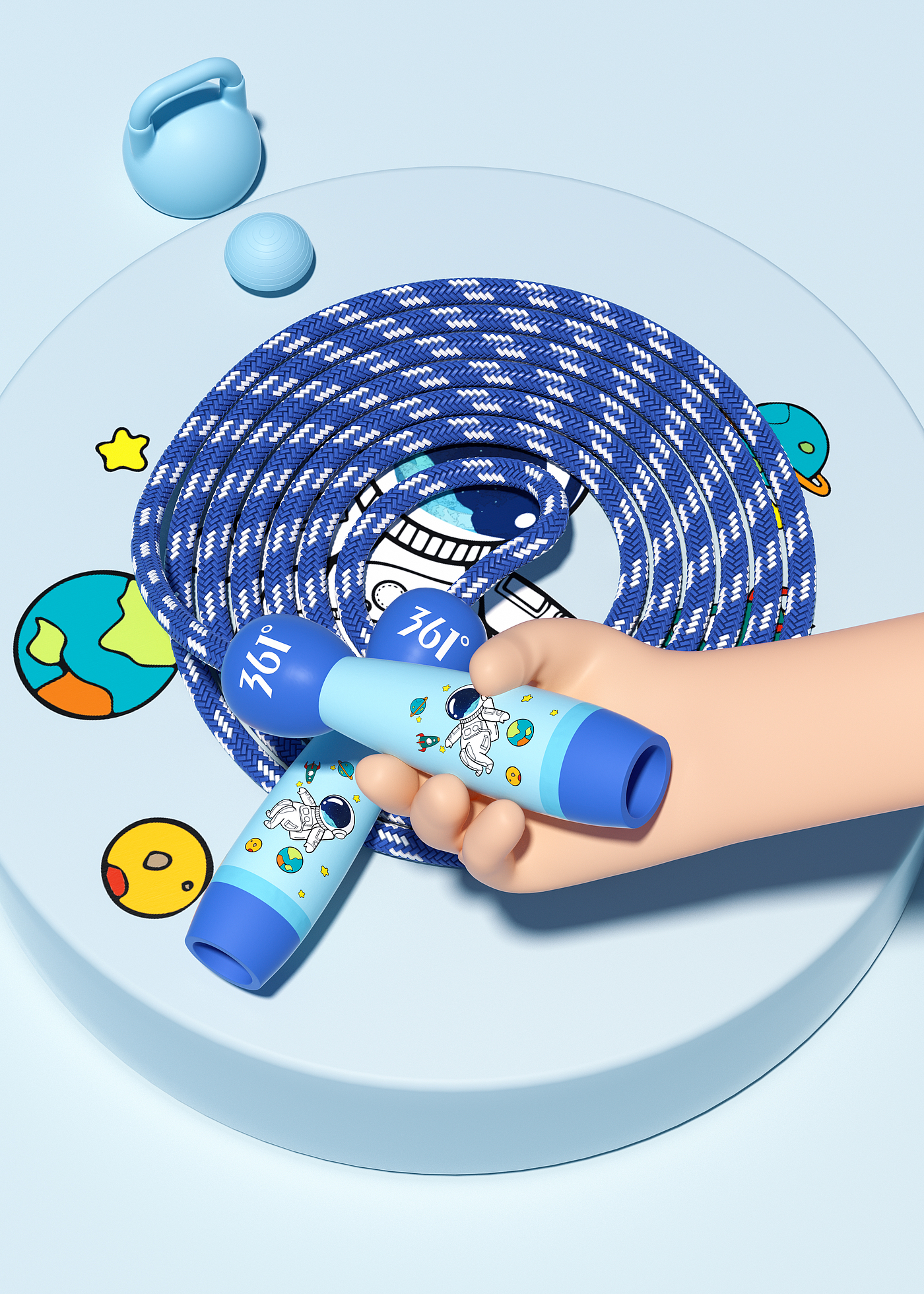 Product modeling，Product rendering，c4d，oc，3d，online retailers，skipping rope，three-dimensional，