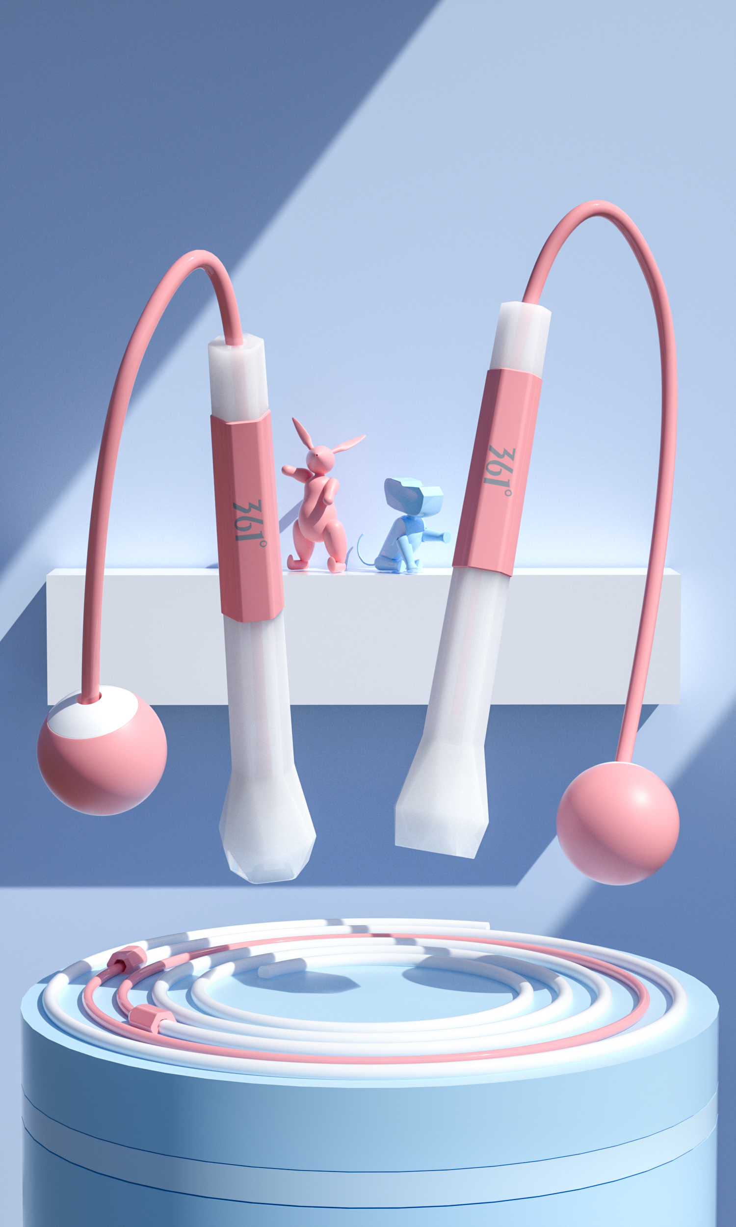 Product modeling，Product rendering，c4d，oc，3d，online retailers，skipping rope，three-dimensional，