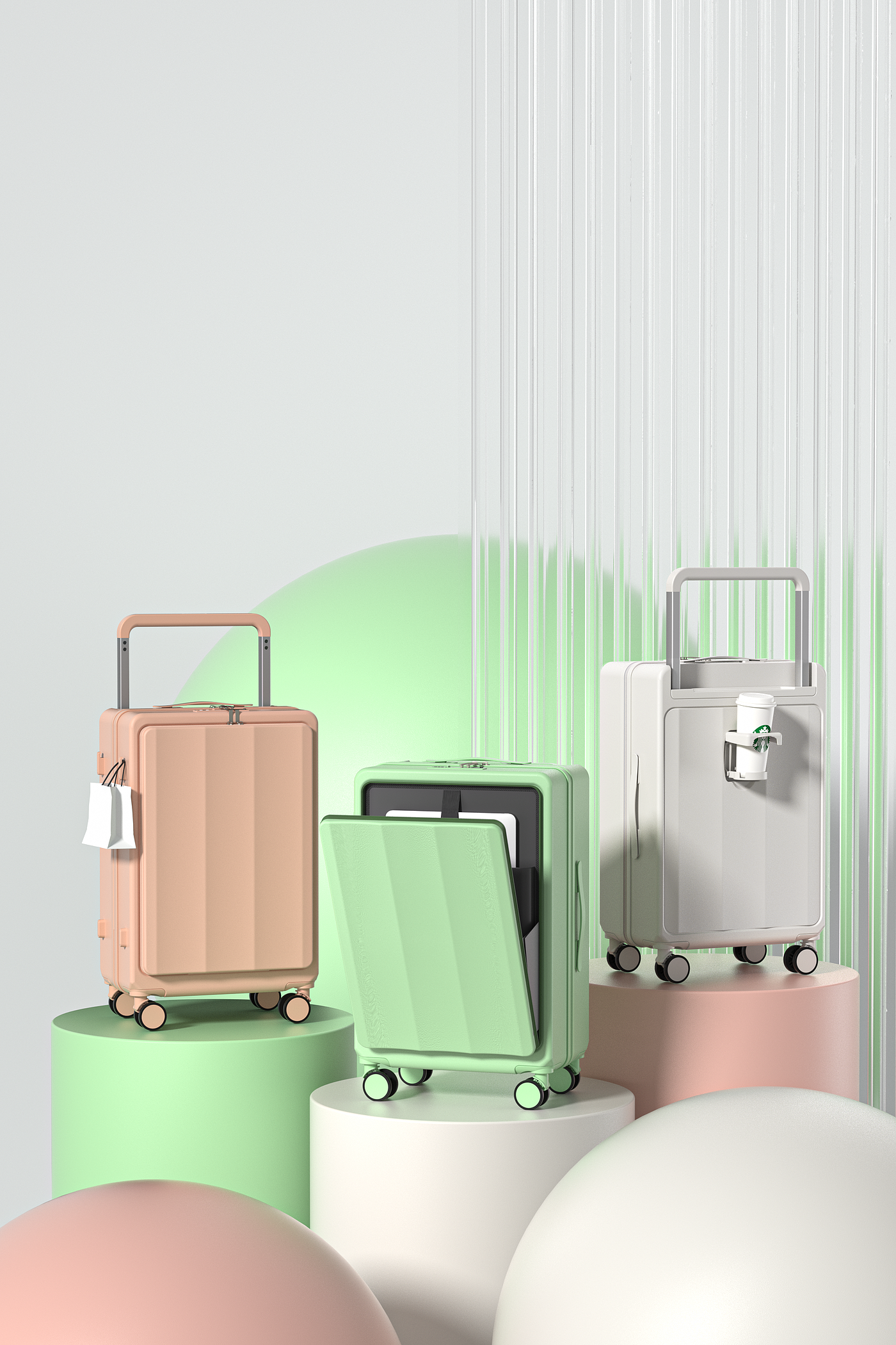 c4d，3D modeling，Product modeling，Product rendering，trunk，online retailers，