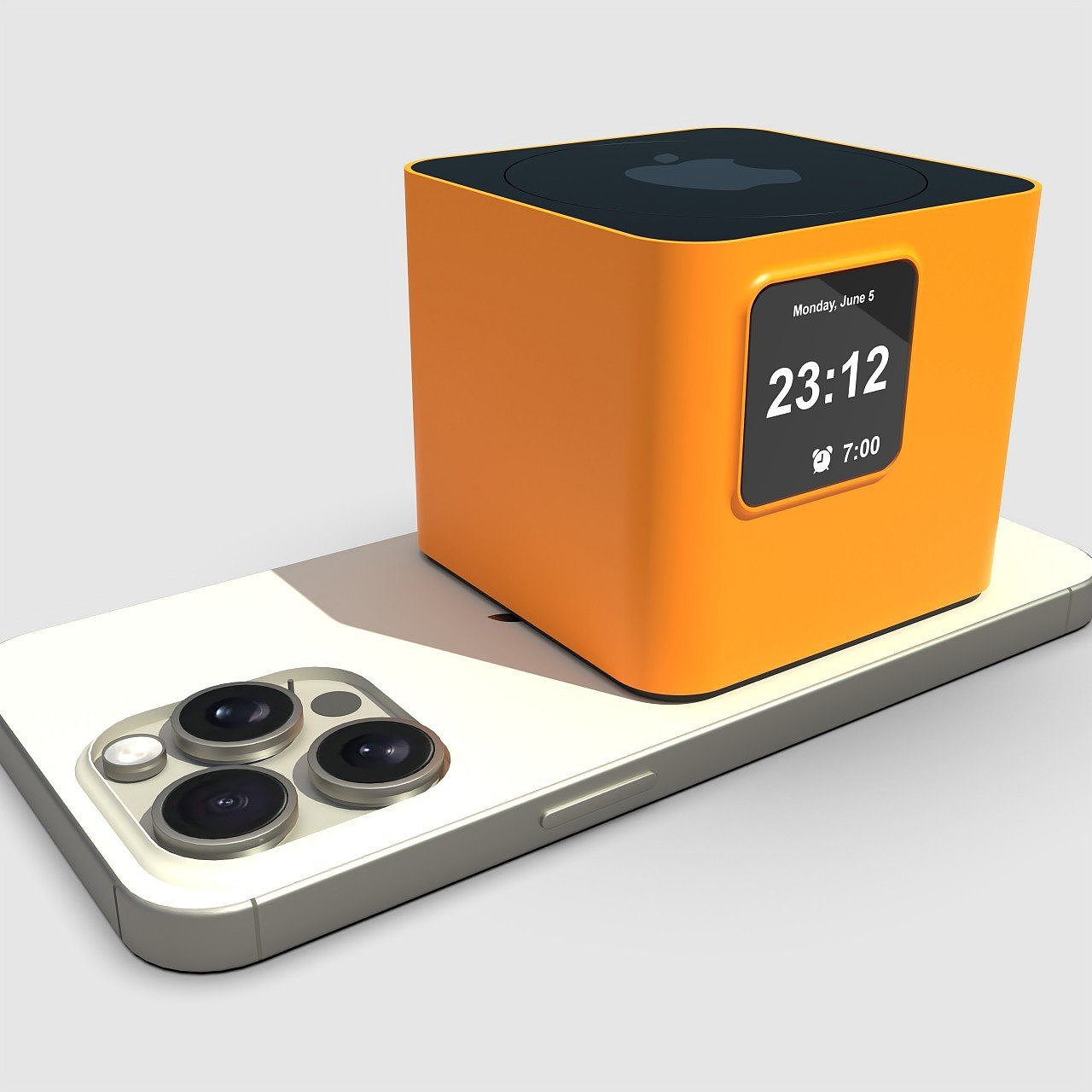 Apple，concept，alarm clock，Design，Simplicity，leisure time，