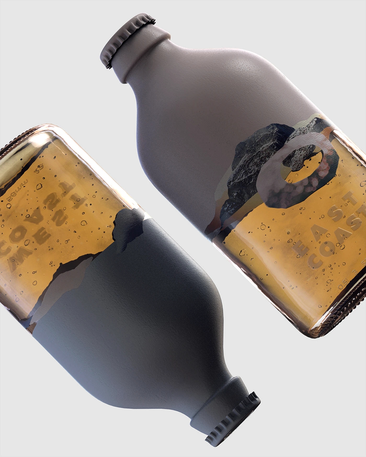 industrial design，packing，Beer bottle，brand，adventure，Waves and Trails，
