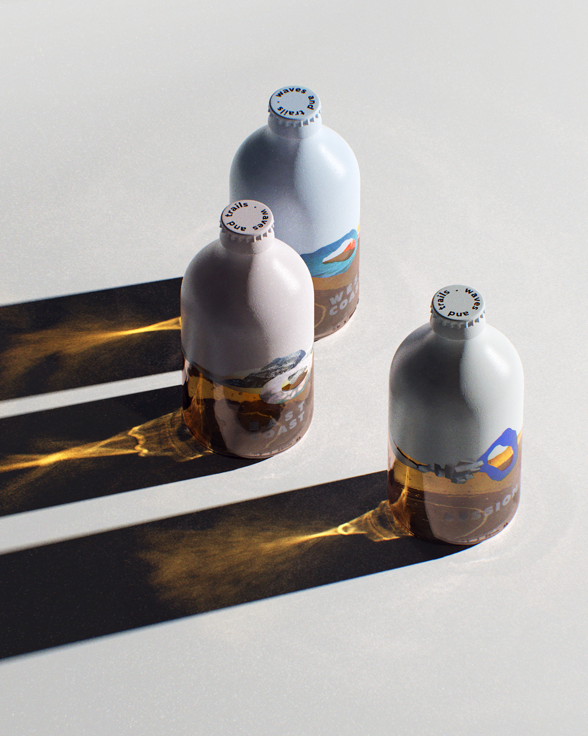 industrial design，packing，Beer bottle，brand，adventure，Waves and Trails，