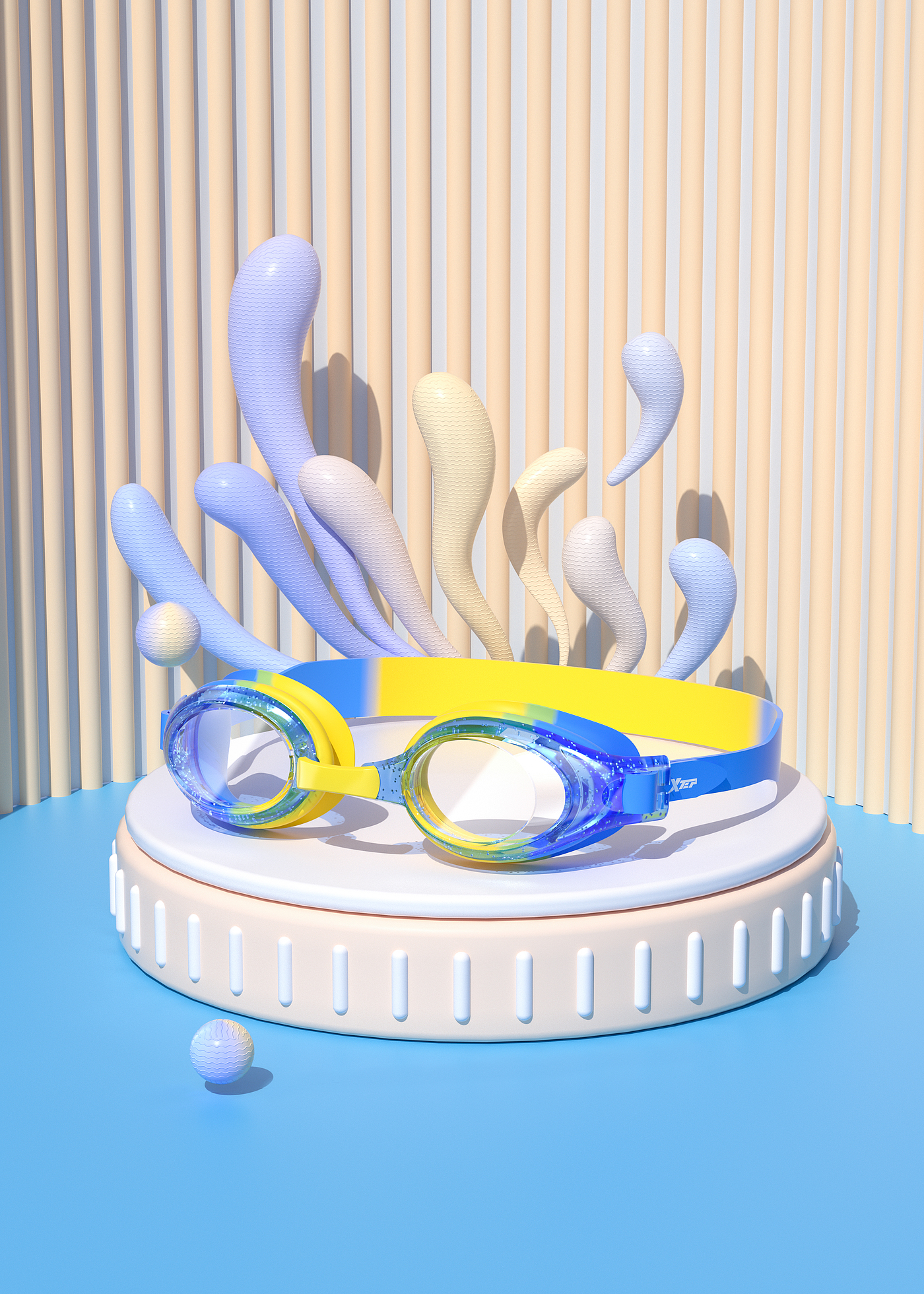 c4d，Product rendering，Product modeling，3D modeling，3D rendering，online retailers，C4D modeling，Swimming goggles，