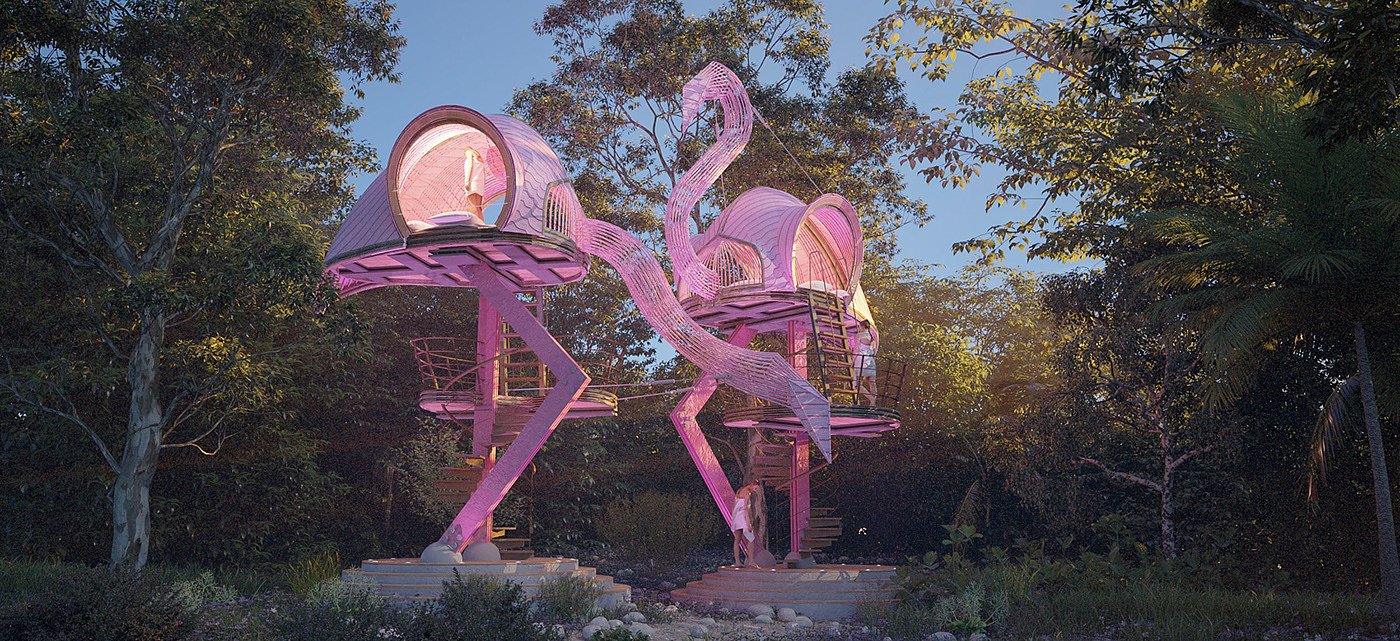 Flamingo Beach Hut，建筑，环境设计，创意，