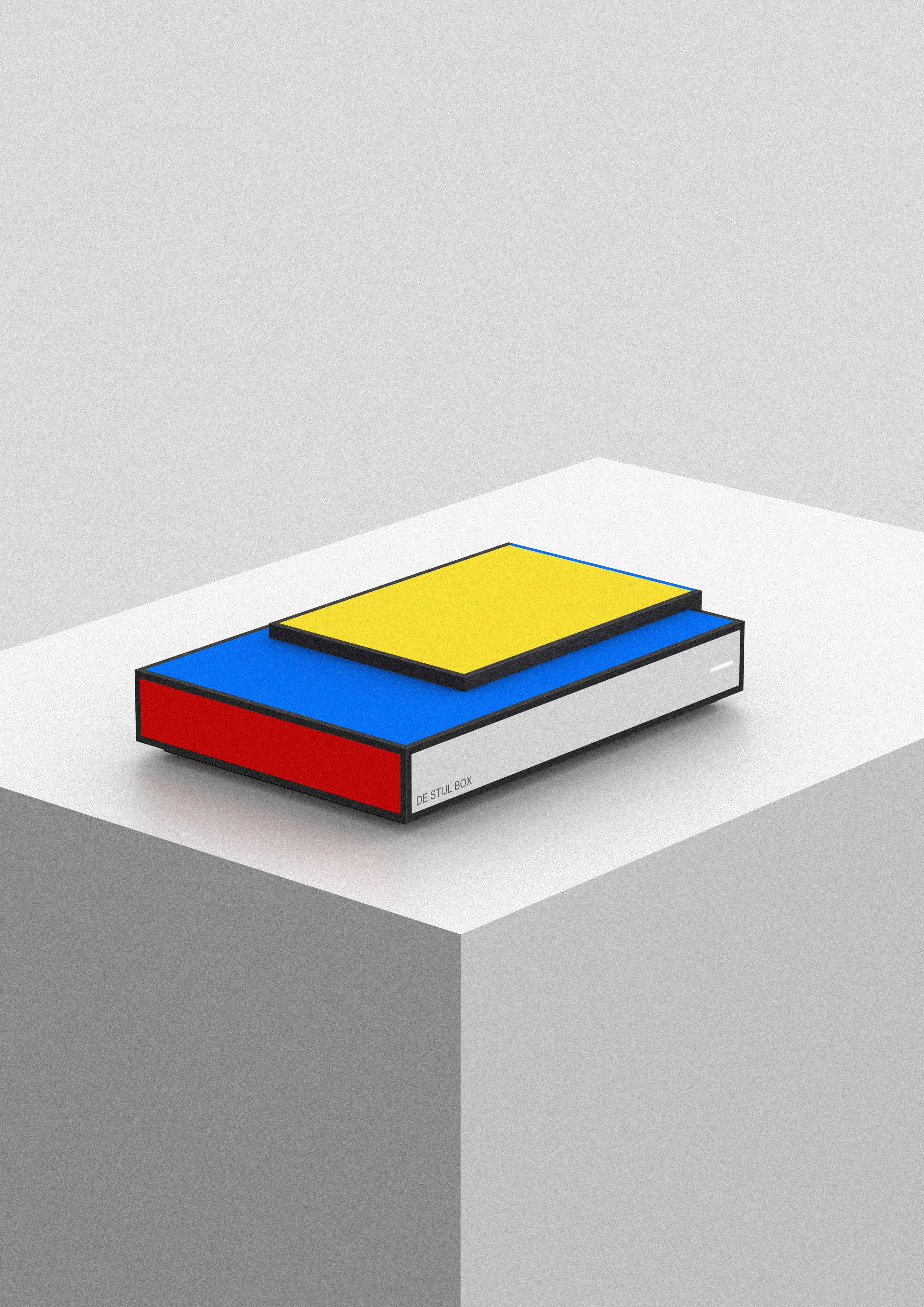 Set top box，Box，Hard disk，Mondrian，Style school，Red yellow blue，block，concise，
