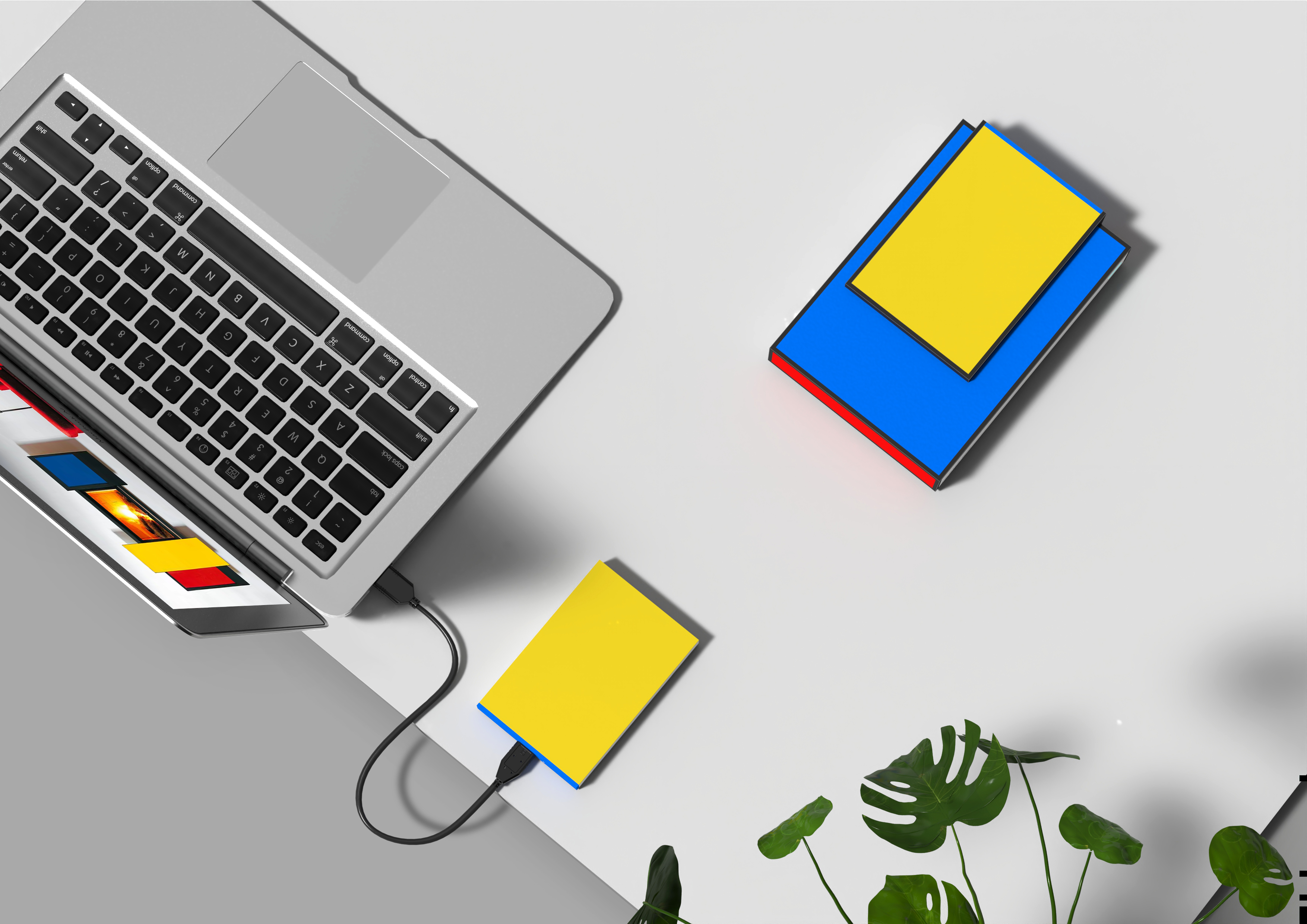 Set top box，Box，Hard disk，Mondrian，Style school，Red yellow blue，block，concise，