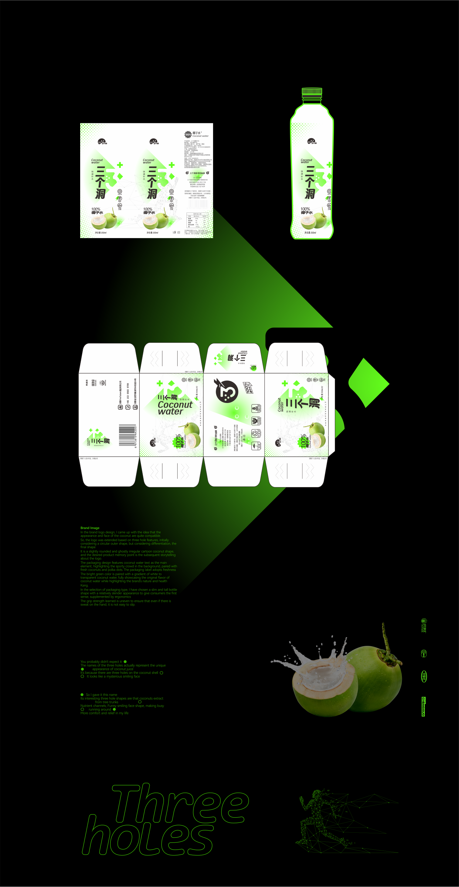 Hefei Chengguo Brand Design，Three Hole Coconut Water，Coconut water packaging design，Coconut water packaging，Beverage packaging design，Packaging Design Case，packing design，Drink Design，