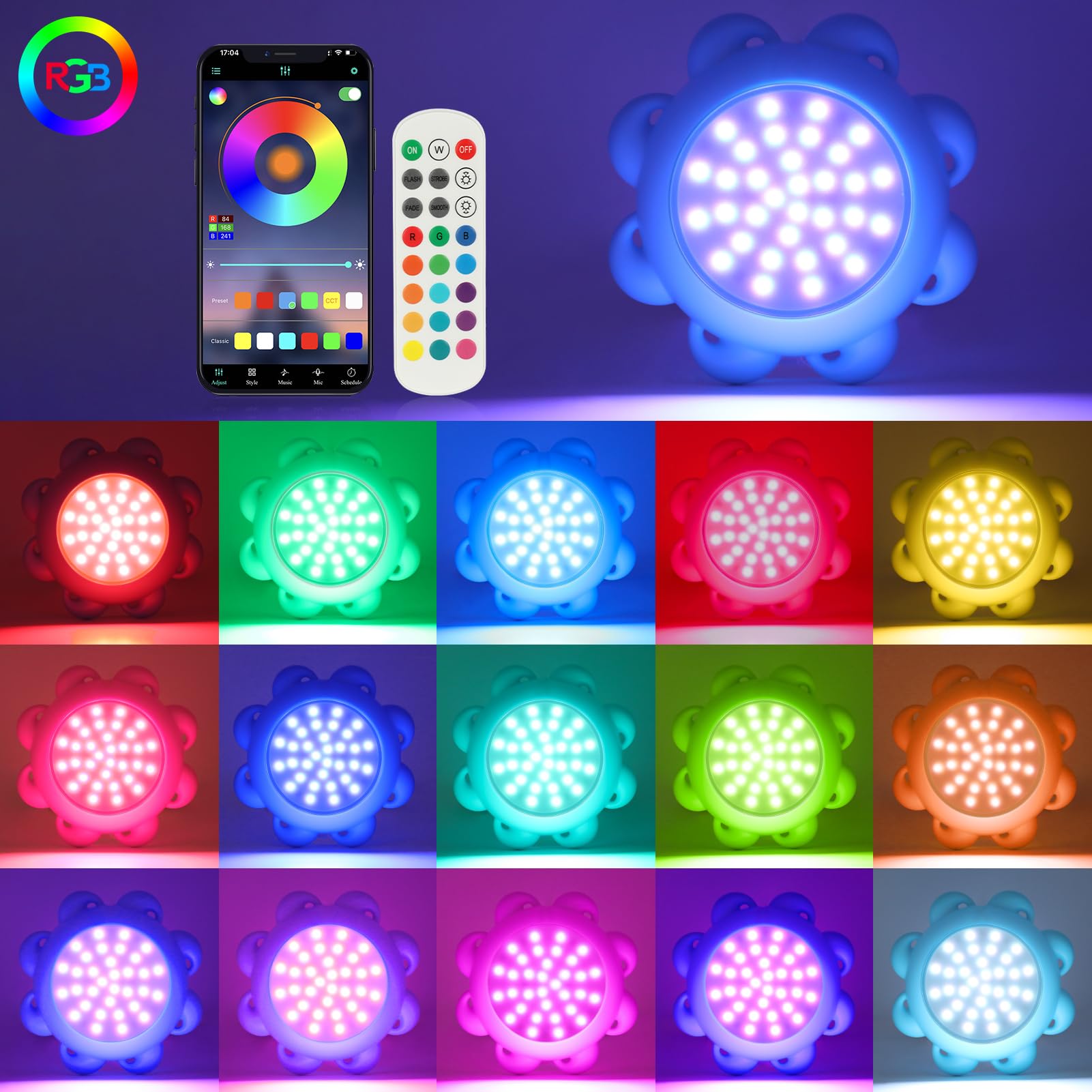 Swimming pool lamp，Octopus shape，DIY lighting effects，IP68 waterproof，