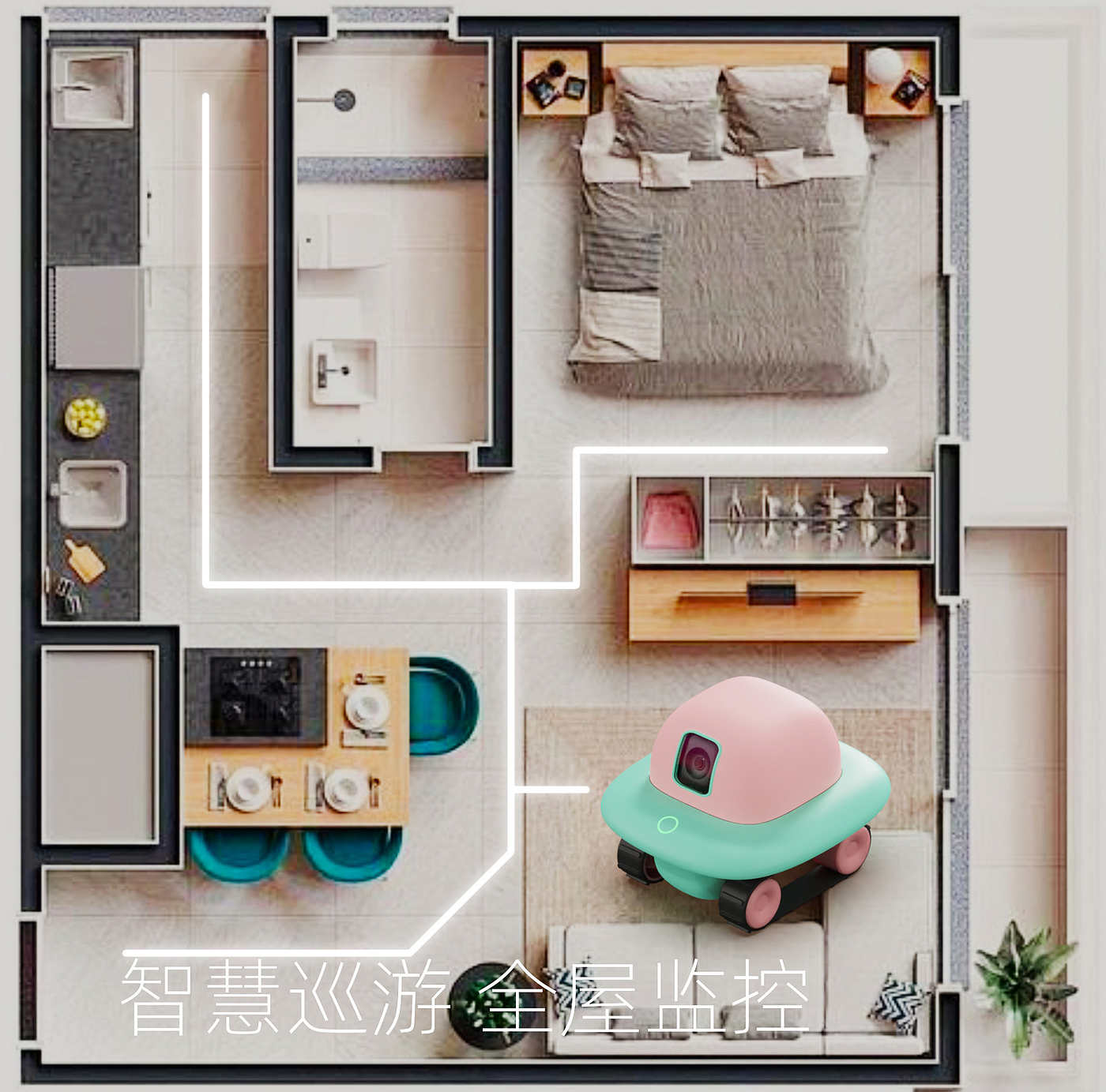 monitor，Intelligent monitoring，Real time monitoring，Family companionship，Home monitoring，Mobile monitoring，Cute style，milk sensation，