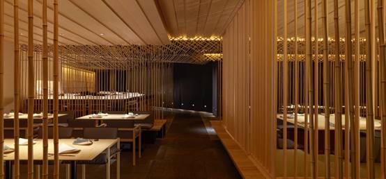 Bamboo theme，Japanese cuisine，Dining environment，Japanese courtyard，Japanese style，Bamboo series，inspiration，Interior design，Sushi，screen，lighting，Freehand brushwork，natural，